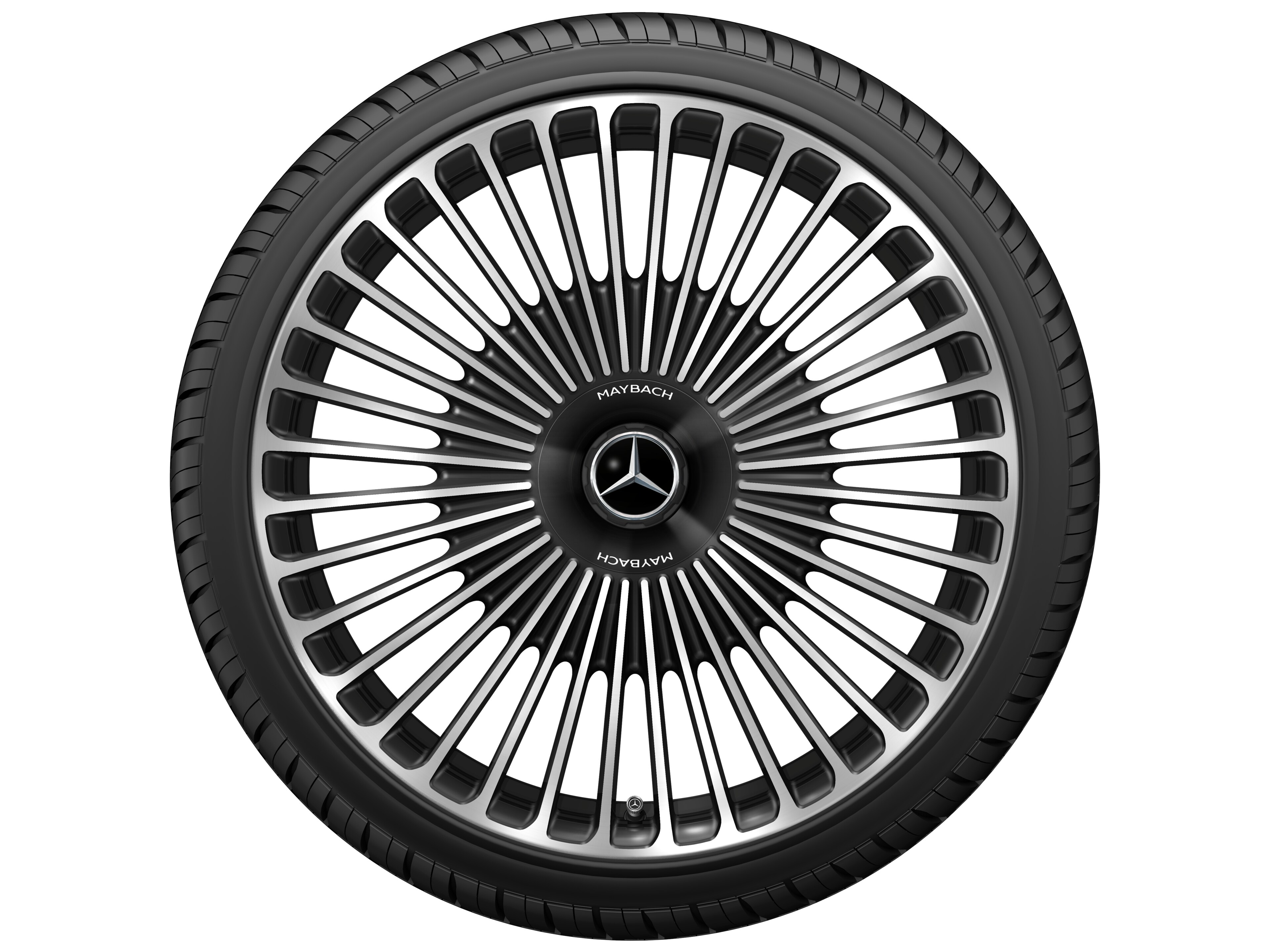 AMG 锻造车轮，, 采用多辐设计, 53.3 cm（21 英寸） - 9,5 J x 21 ET 56,1, 黑色, 经光泽车削处理