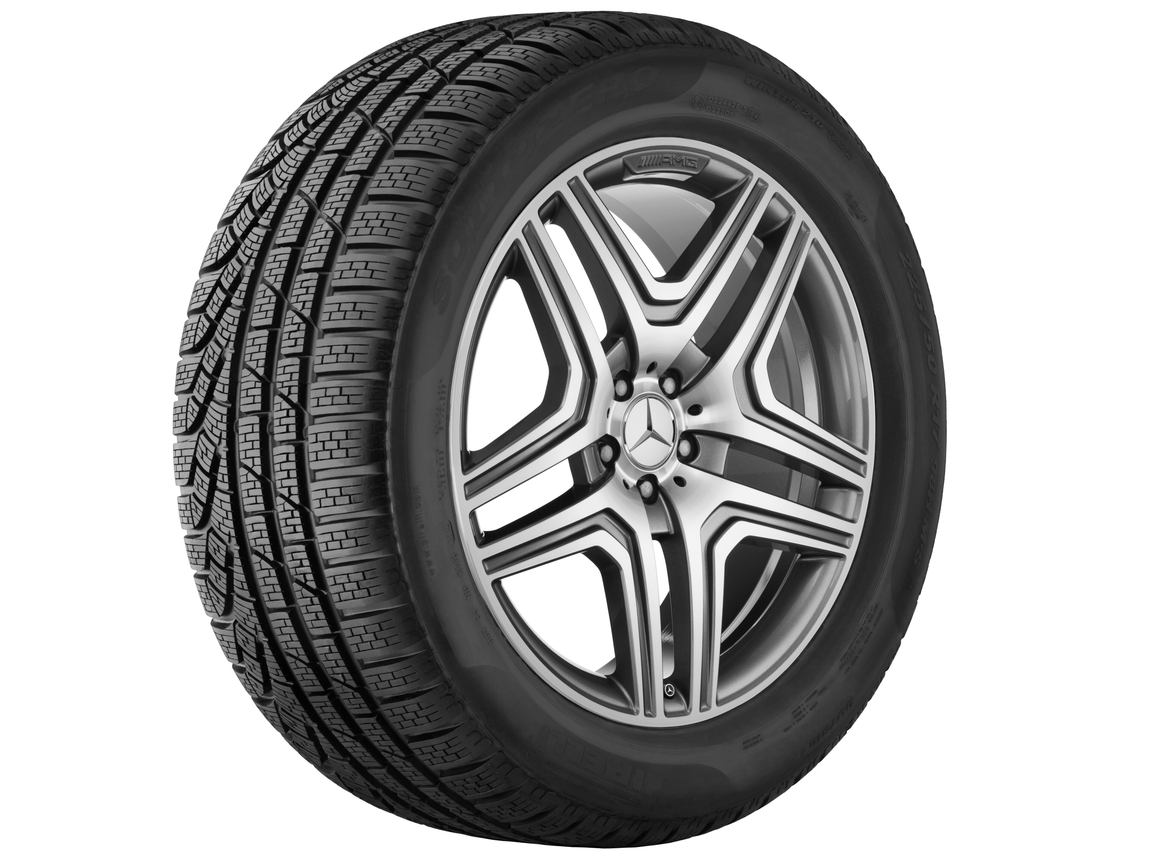 AMG 5 双辐车轮, 53.3 cm（21 英寸）, 高亮度处理轮辋凸缘 - 10 J x 21 ET 46, 钛灰, 经光泽车削处理