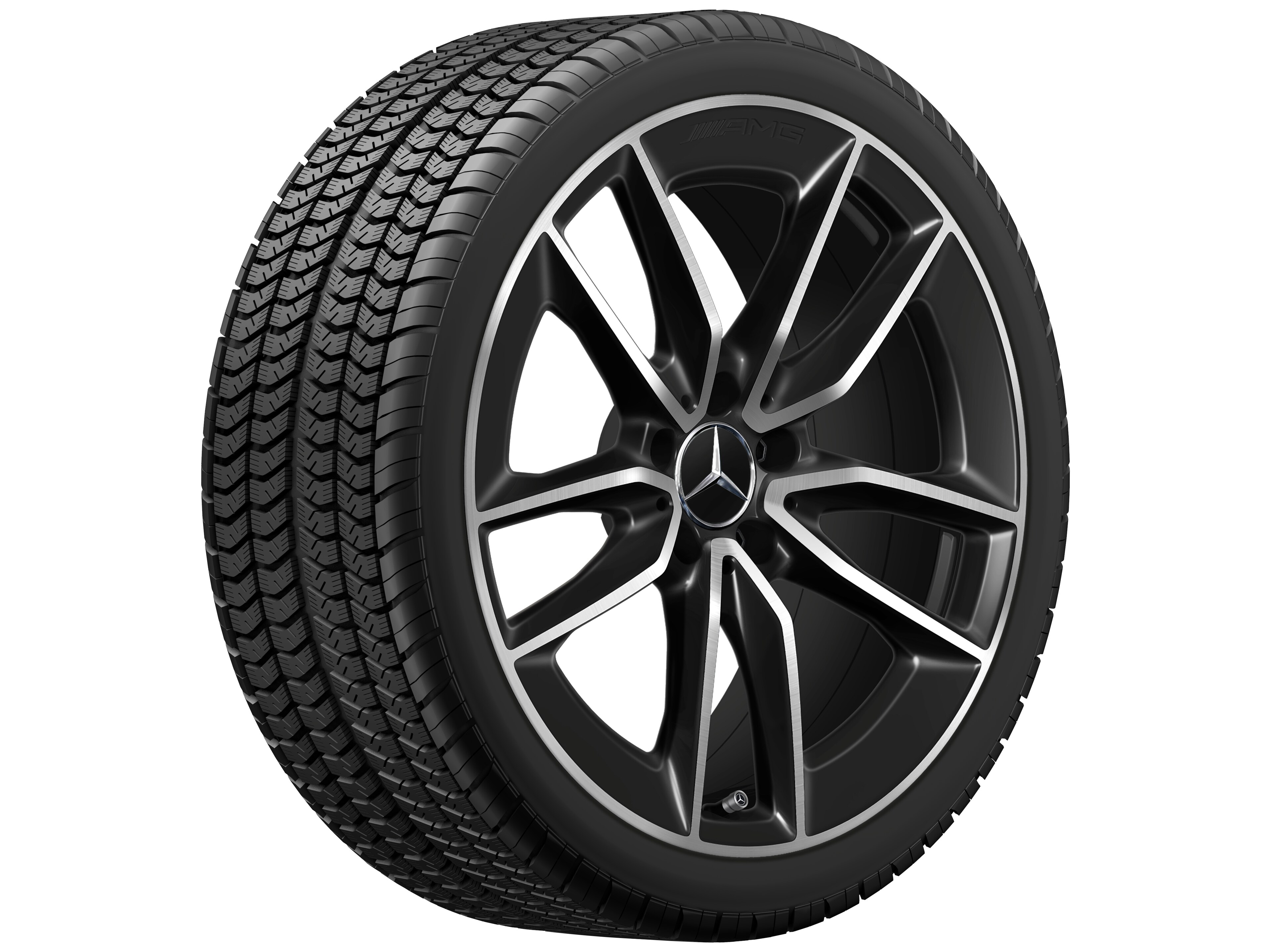 AMG 5 双辐车轮, 48.3 cm（19 英寸） - 8,5 J x 19 ET 55,2, 黑色, 经光泽车削处理