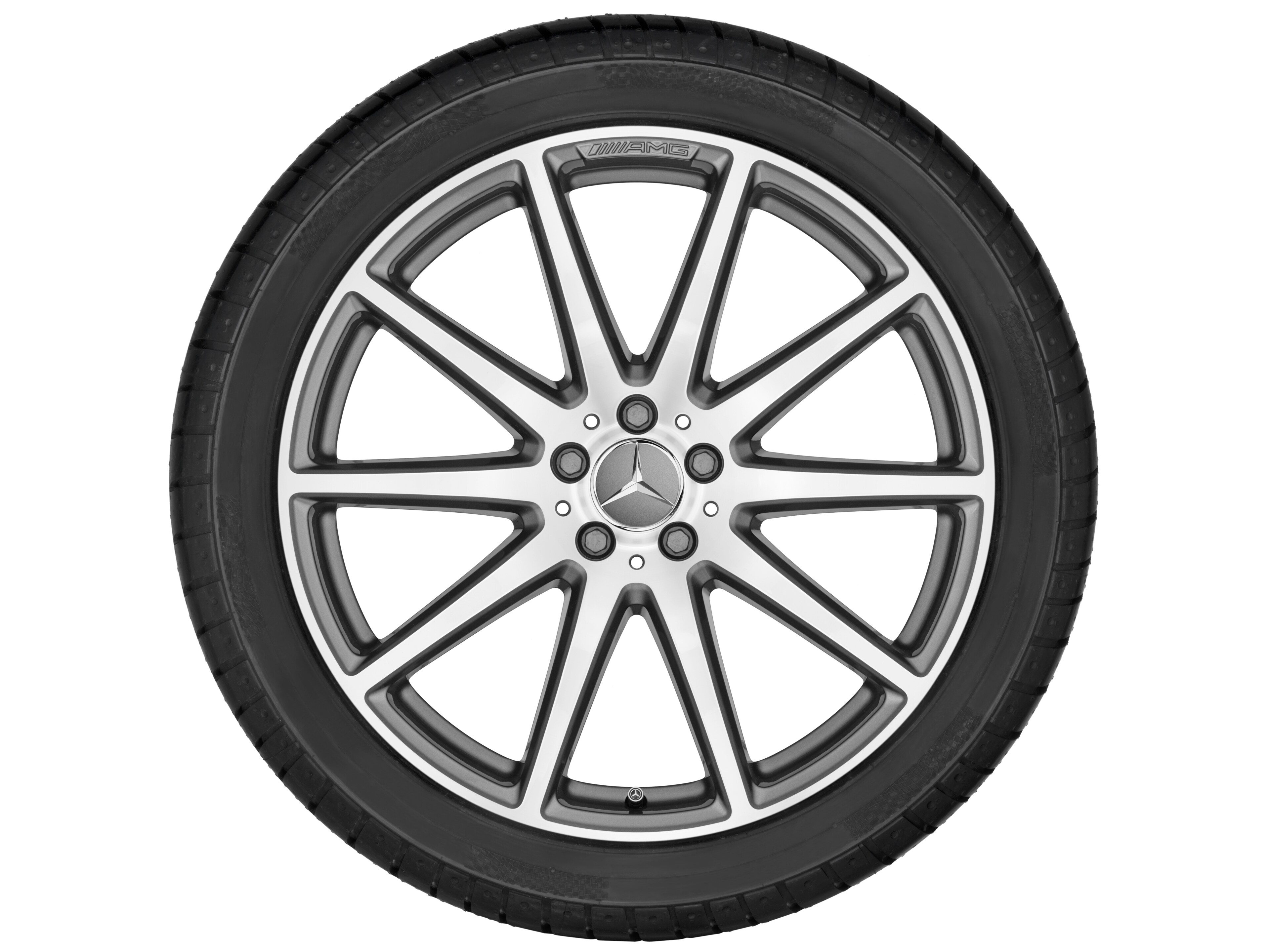 AMG 10 辐车轮, 53.3 cm（21 英寸） - 11,5 J x 21 ET 42, 钛灰, 经光泽车削处理