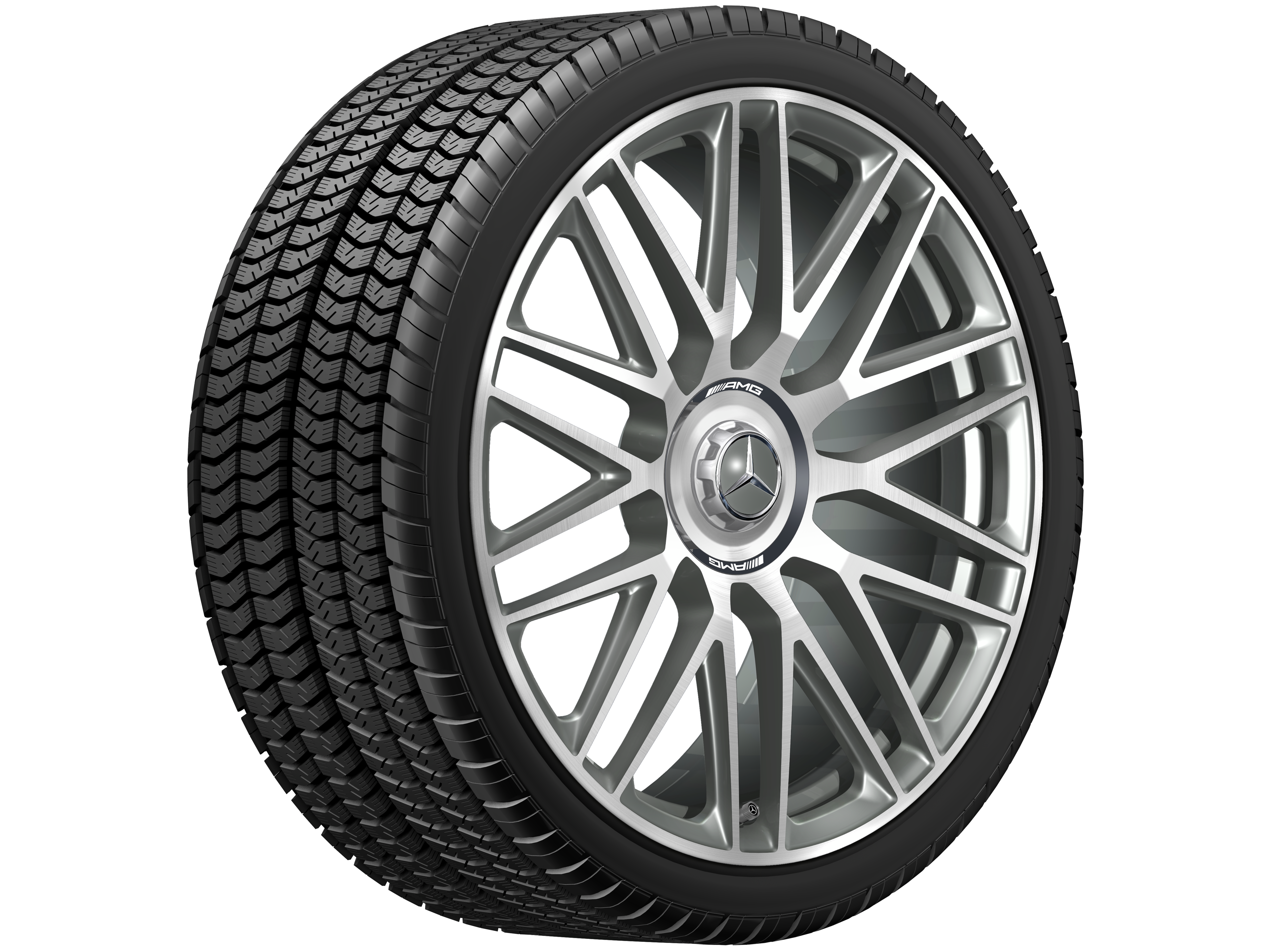 10 双辐设计 AMG 锻造车轮, 53.3 cm（21 英寸） - 10,5 J x 21 ET 42, 钛灰, 经光泽车削处理