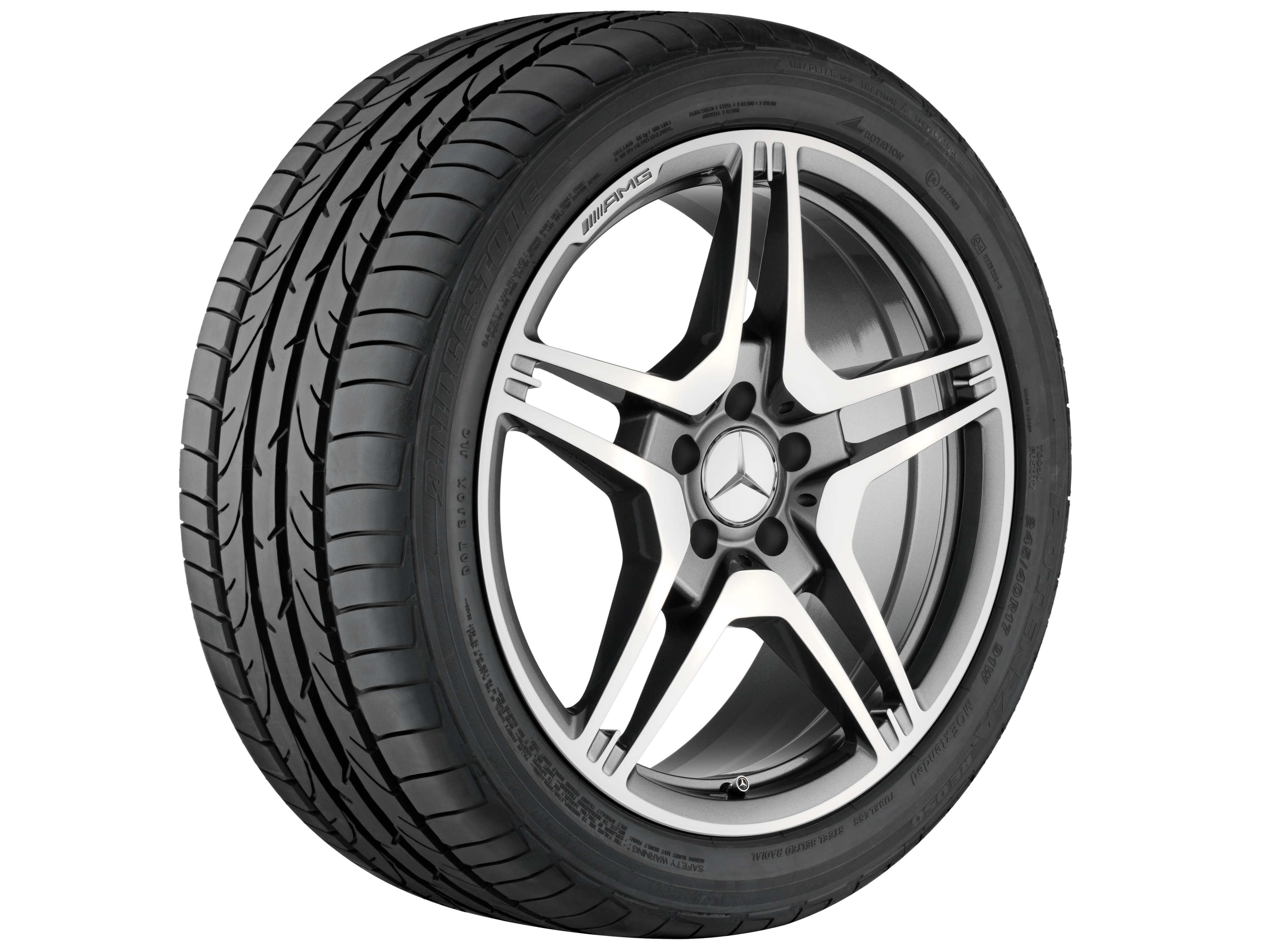 AMG 锻造车轮，, 5 双幅设计, 48.3 cm（19 英寸） - 10 J x 19 ET 47, 钛灰, 抛光