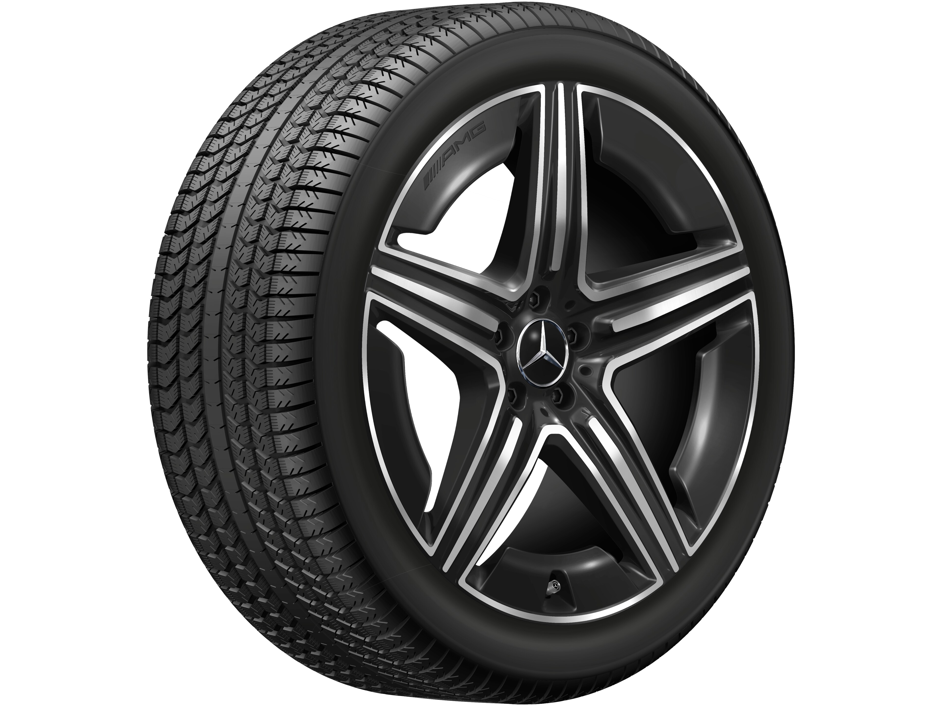 AMG 5 双辐车轮, 53.3 cm（21 英寸） - 11 J x 21 ET 49, 黑色, 经光泽车削处理
