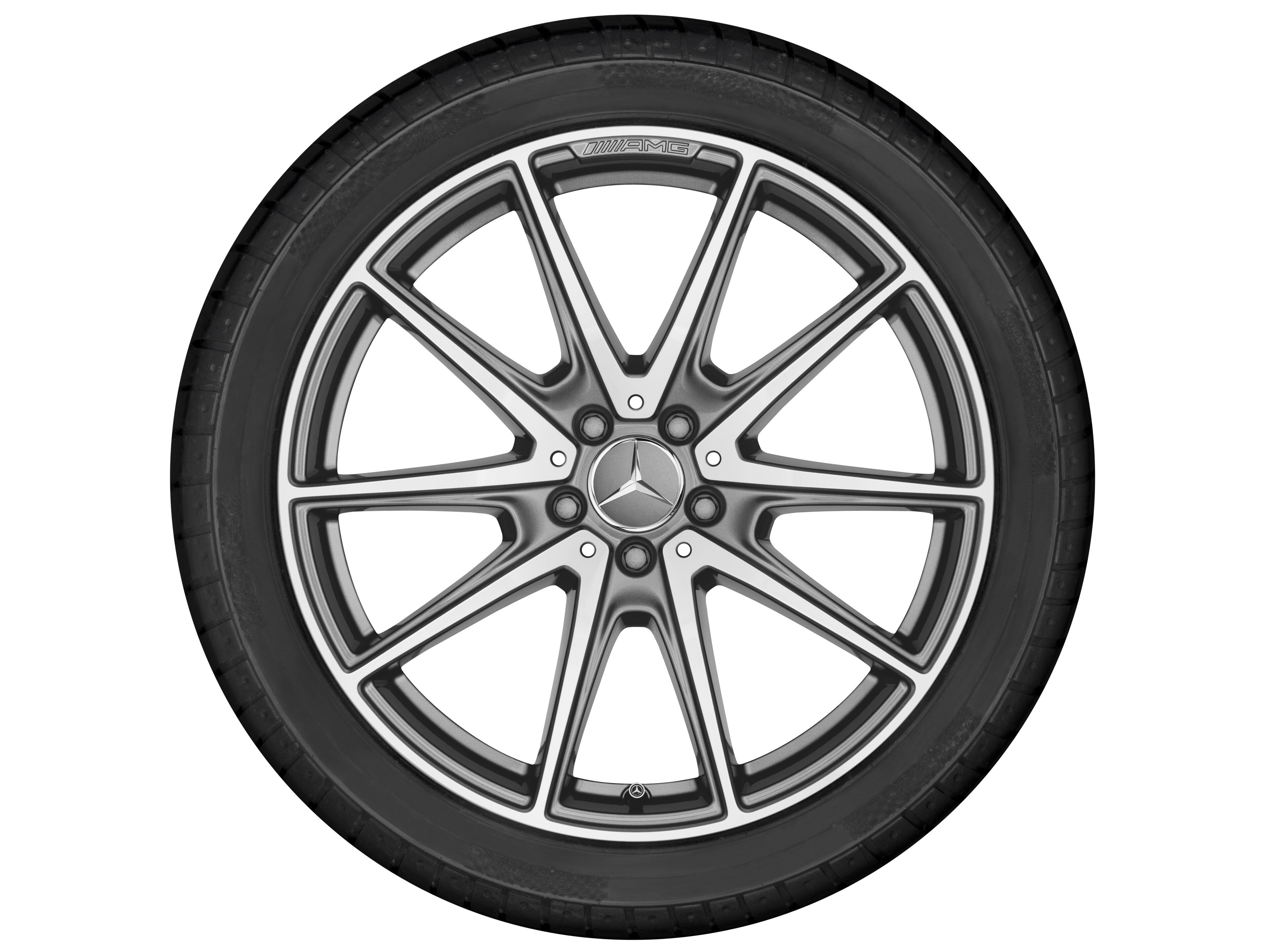 AMG 10 辐车轮, 50.8 cm（20 英寸） - 9,5 J x 20 ET 38, 钛灰, 经光泽车削处理
