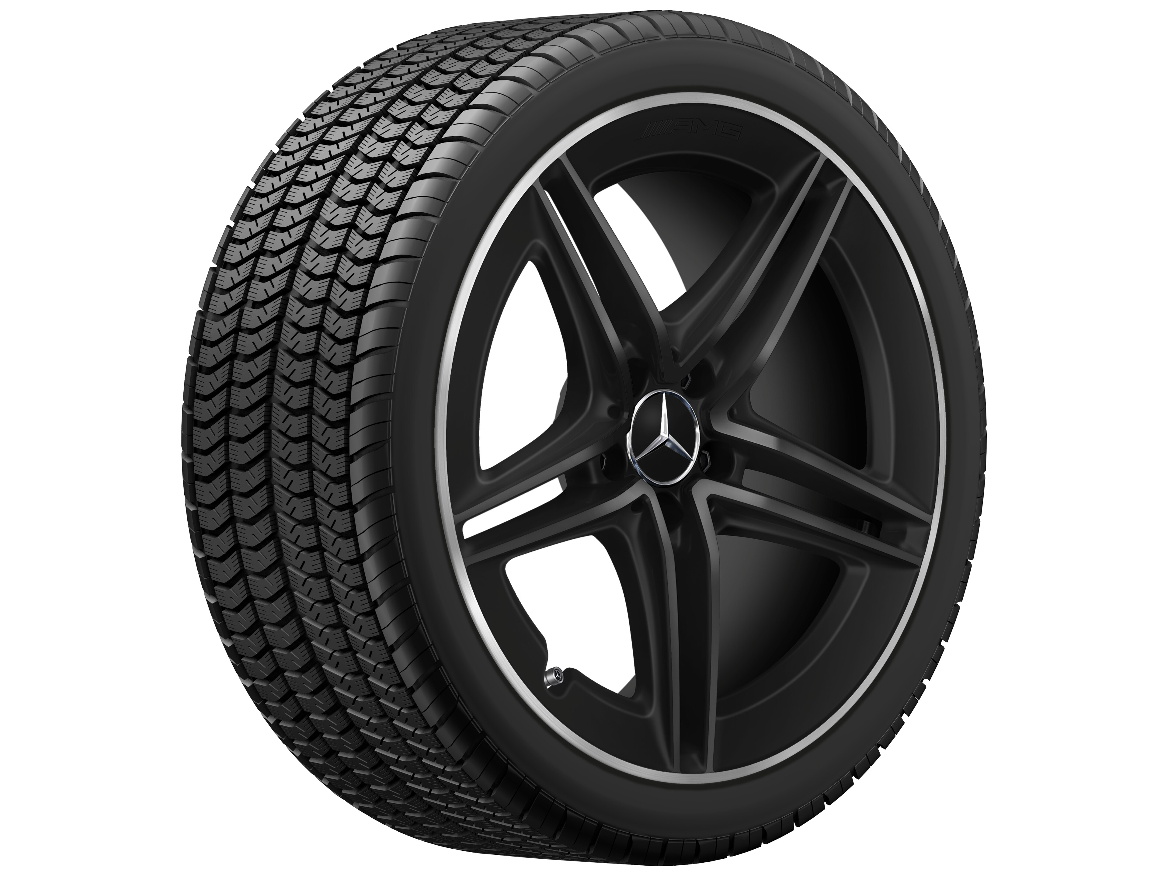 AMG 5 双辐车轮, 48.3 cm（19 英寸）, 高亮度处理轮辋凸缘 - 9 J x 19 ET 52, 黑色哑光