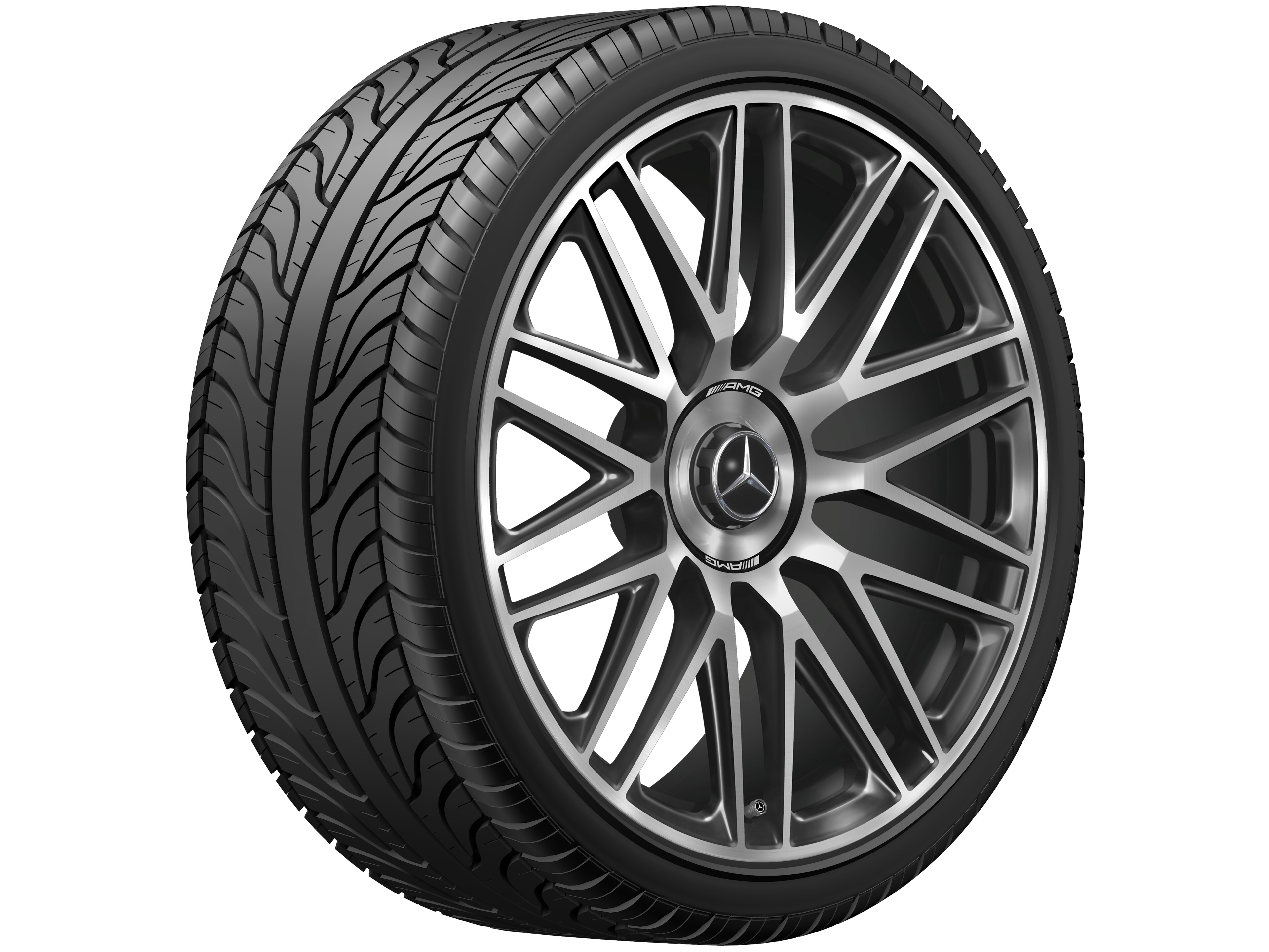 AMG 锻造车轮，采用10辐设计, 53.3 cm（21 英寸） - 9,5 J x 21 ET 33, 黑色 / 高亮深铂金色