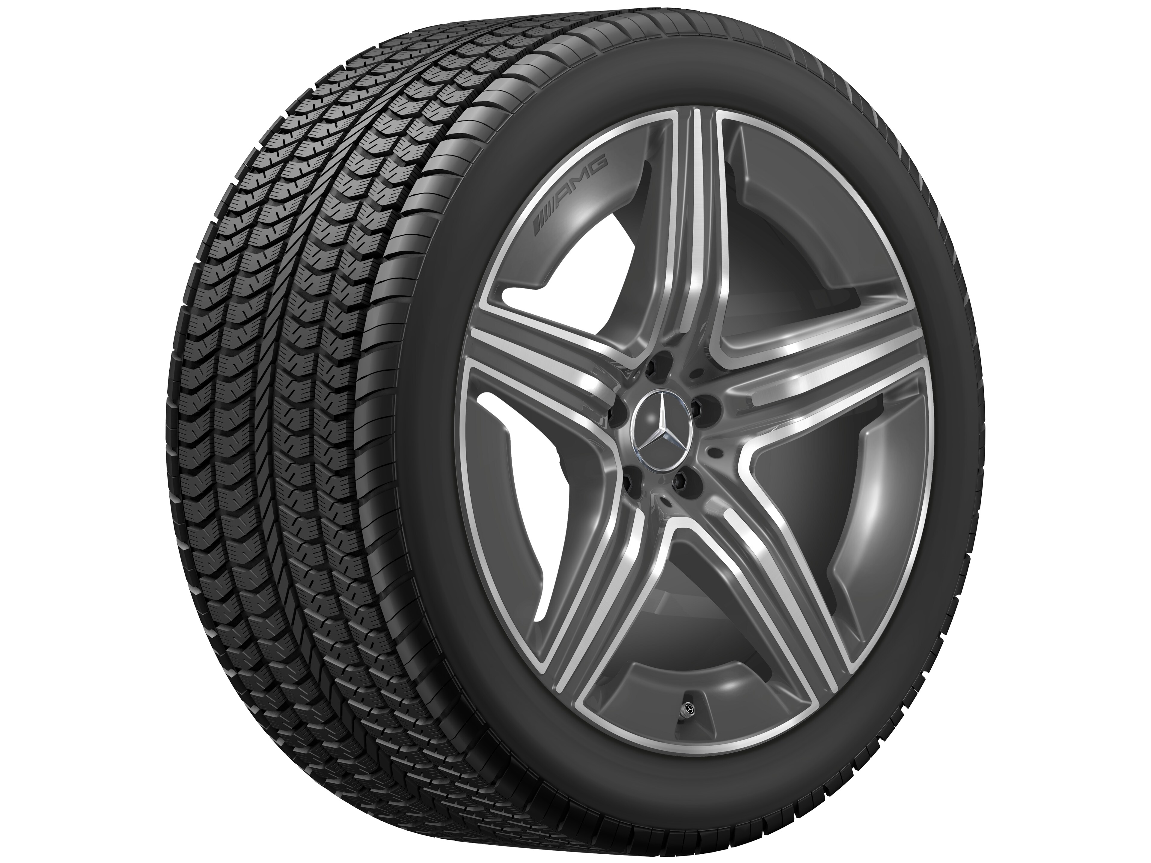 AMG 5 双辐车轮, 53.3 cm（21 英寸） - 11 J x 21 ET 49, 钽灰色, 经光泽车削处理