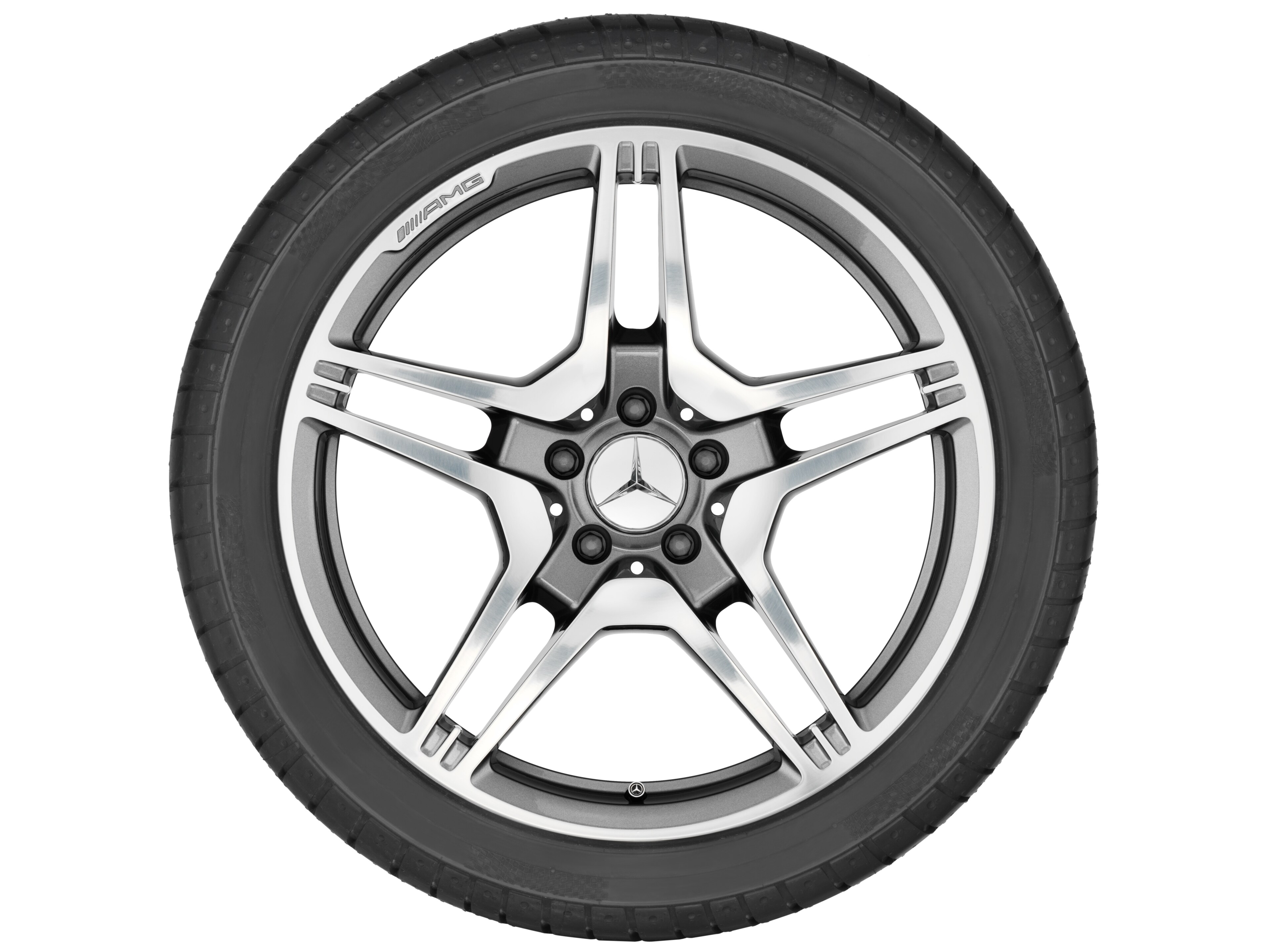 AMG 锻造车轮，, 5 双幅设计, 48.3 cm（19 英寸） - 10 J x 19 ET 47, 钛灰, 抛光