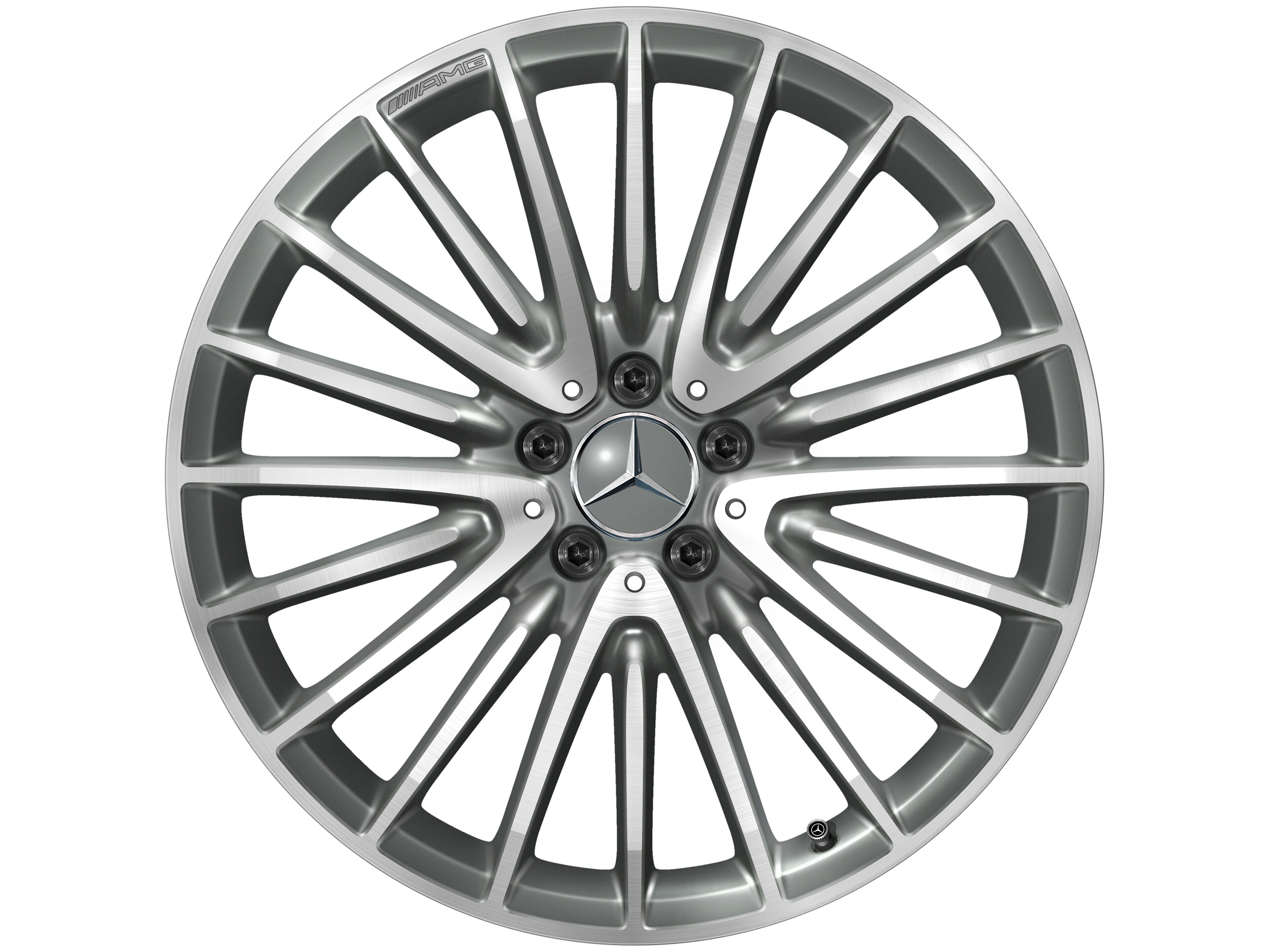 AMG 多辐车轮, 50.8 cm（20 英寸） - 8 J x 20 ET 10, 钛灰, 经光泽车削处理