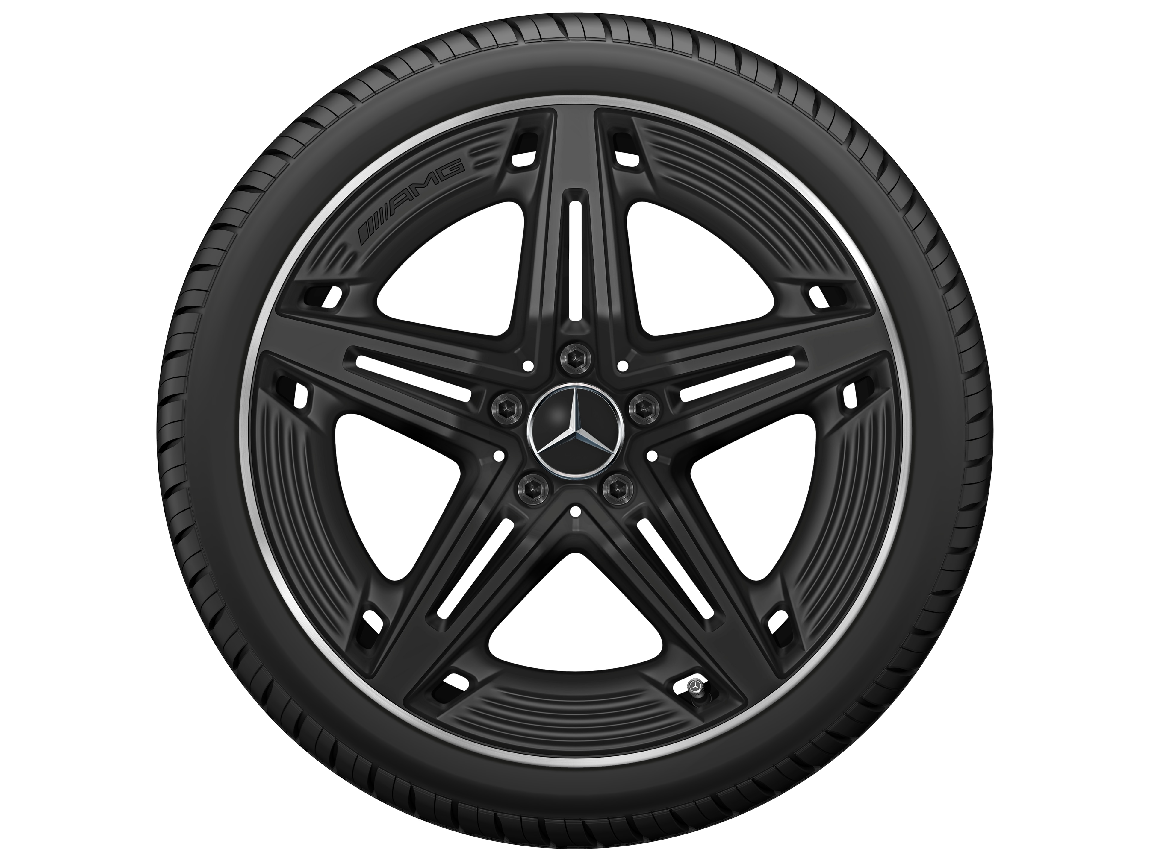 AMG 5 辐车轮, 48.3 cm（19 英寸） - 9 J x 19 ET 52, 黑色, 经光泽车削处理