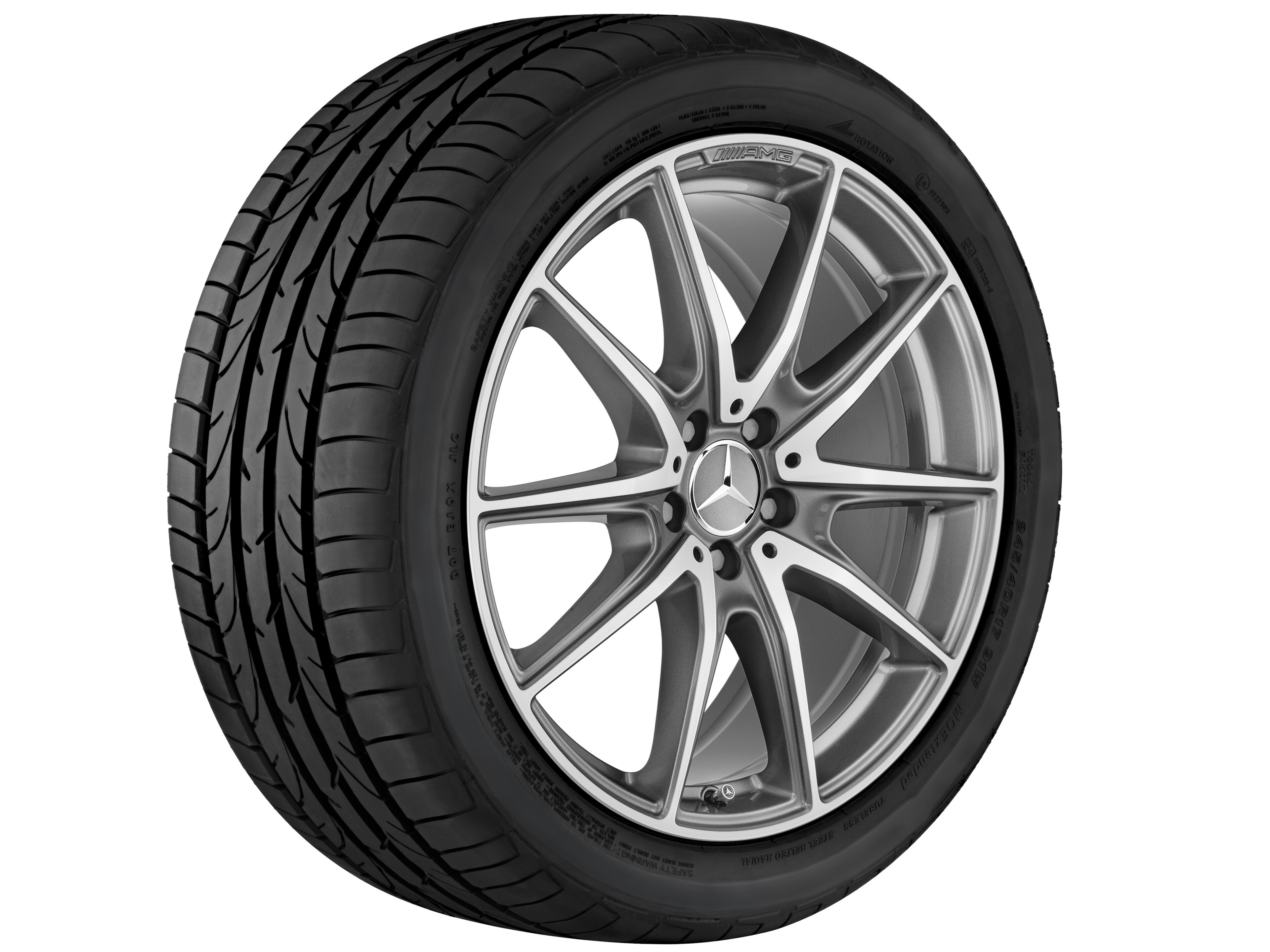 AMG 10 辐车轮, 50.8 cm（20 英寸） - 9,5 J x 20 ET 38, 钛灰, 经光泽车削处理