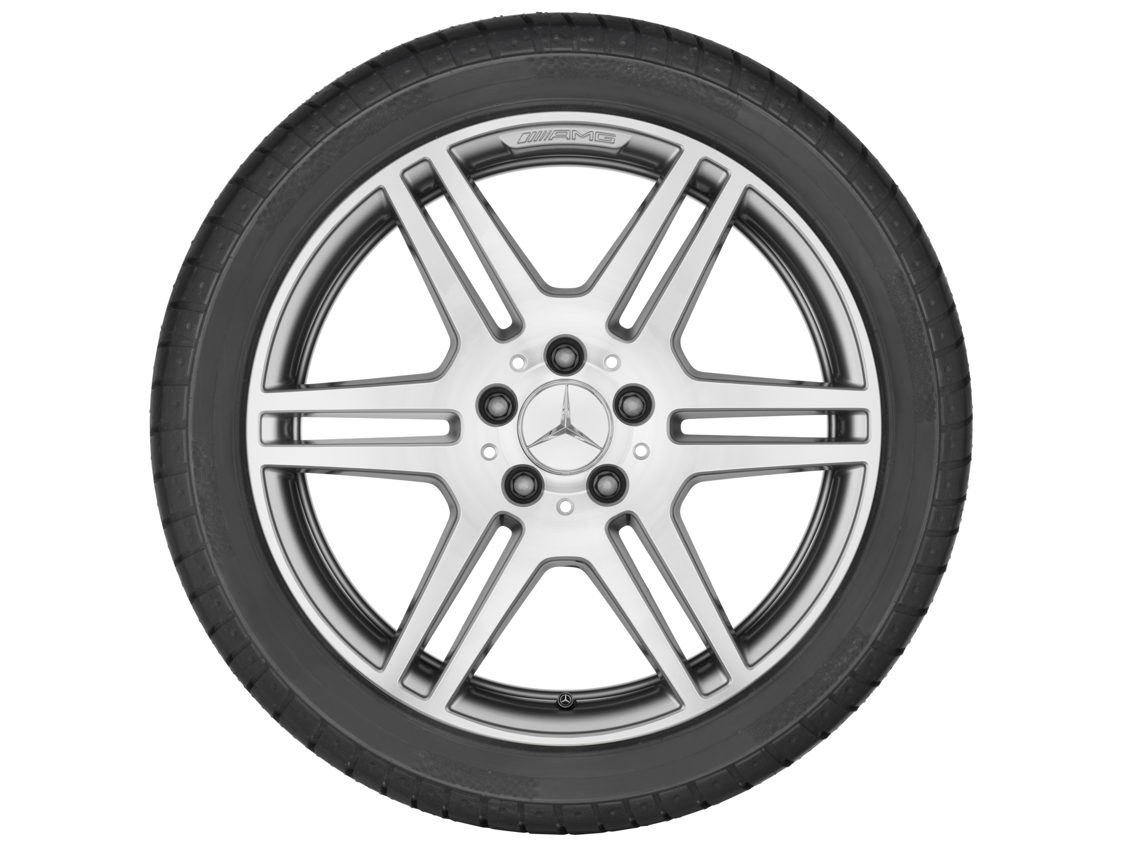 AMG 6 双辐车轮, 45.7 cm（18 英寸） - 8,5 J x 18 ET 48, 银色, 经光泽车削处理