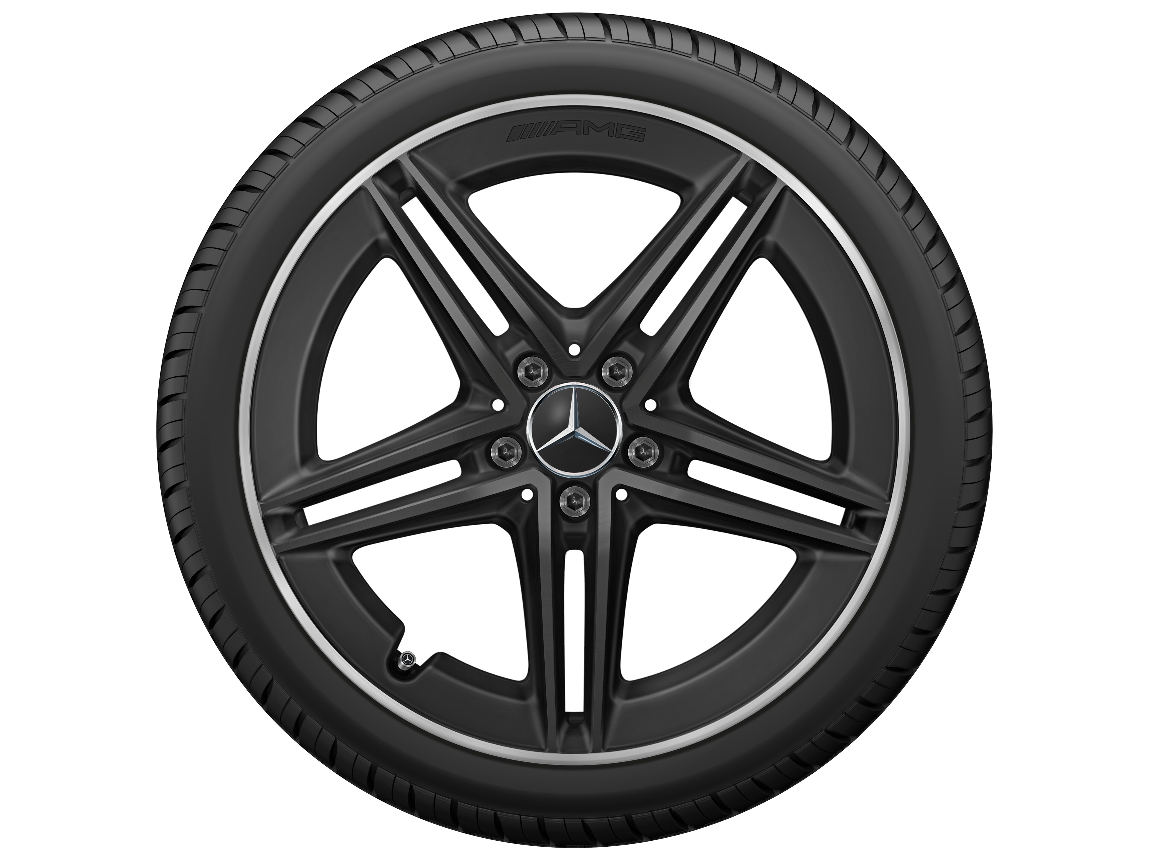 AMG 5 双辐车轮, 48.3 cm（19 英寸）, 高亮度处理轮辋凸缘 - 9 J x 19 ET 52, 黑色哑光