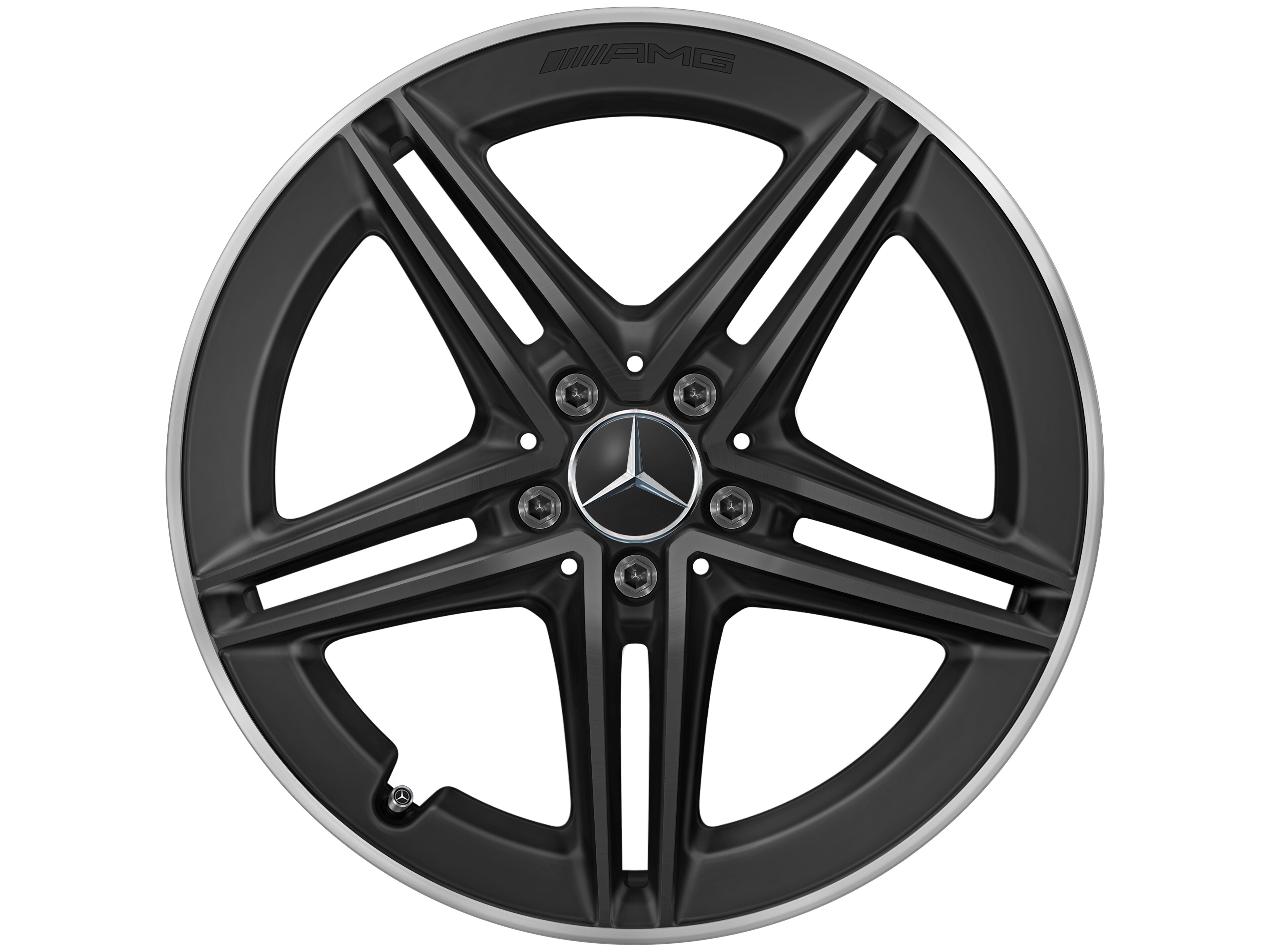 AMG 5 双辐车轮, 48.3 cm（19 英寸）, 高亮度处理轮辋凸缘 - 9 J x 19 ET 52, 黑色哑光