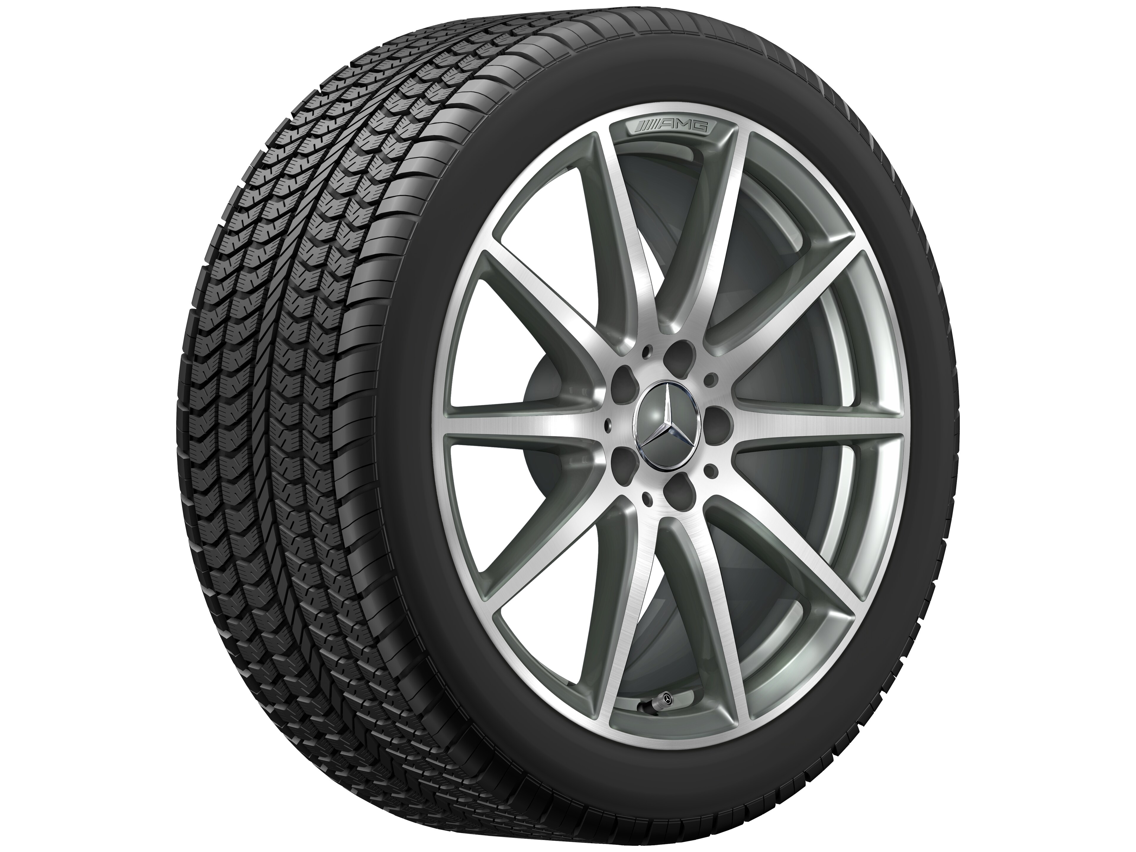 AMG 10 辐车轮, 48.3 cm（19 英寸） - 8,5 J x 19 ET 18, 钛灰, 经光泽车削处理