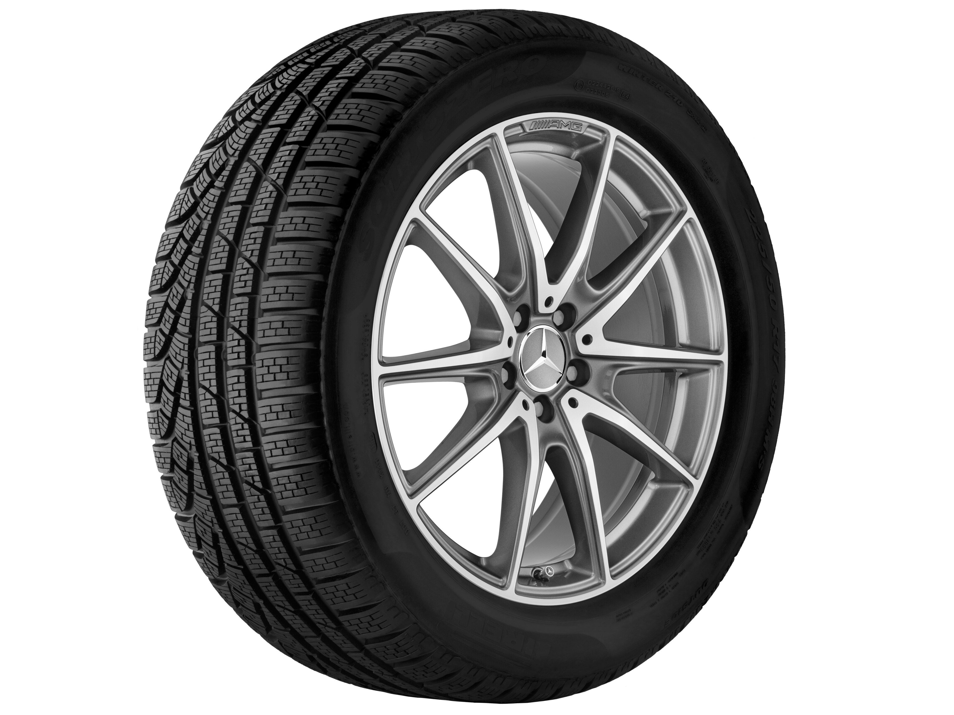AMG 10 辐车轮, 50.8 cm（20 英寸） - 9,5 J x 20 ET 38, 钛灰, 经光泽车削处理