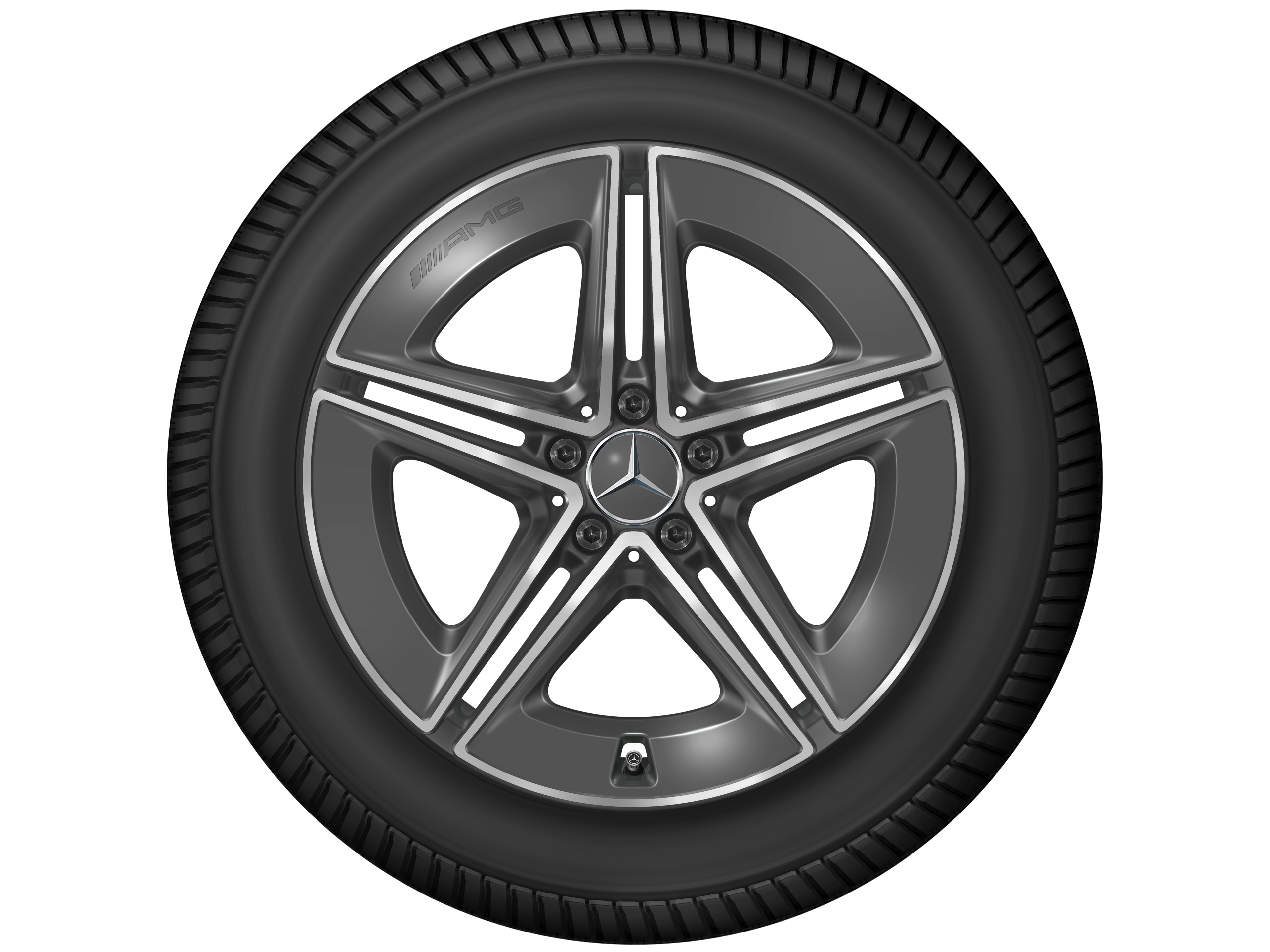 AMG 5 双辐车轮, 48.3 cm（19 英寸） - 8 J x 19 ET 21,5, 钽灰色, 经光泽车削处理
