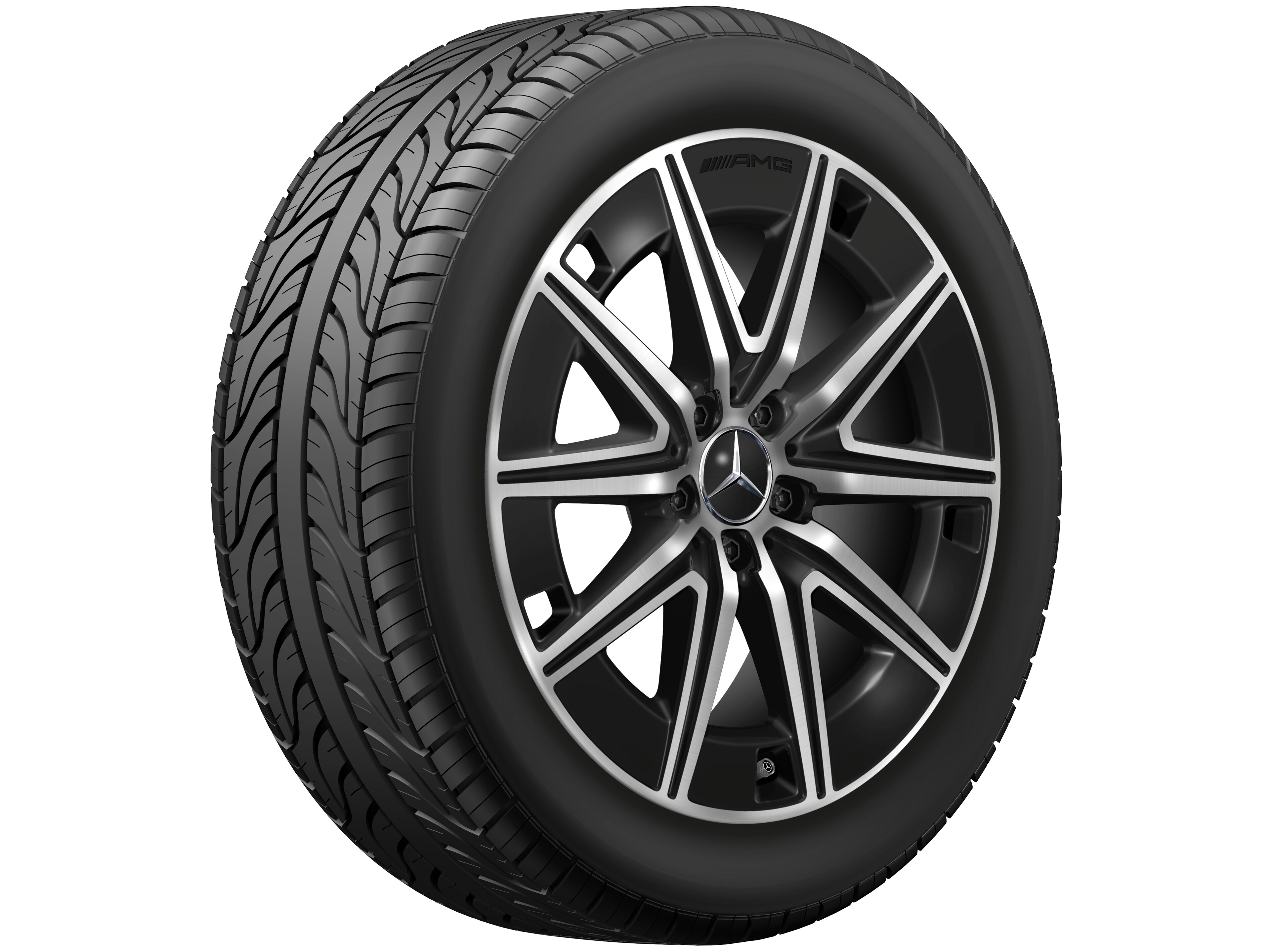 AMG 10 辐车轮, 48.3 cm（19 英寸） - 7,5 J x 19 ET 53,5, 黑色, 经光泽车削处理