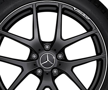 AMG 锻造车轮，, 5 双幅设计, 53.3 cm（21 英寸）, 高亮度处理轮辋凸缘 - 10 J x 21 ET 45, 黑色哑光, 高亮度处理轮辋凸缘