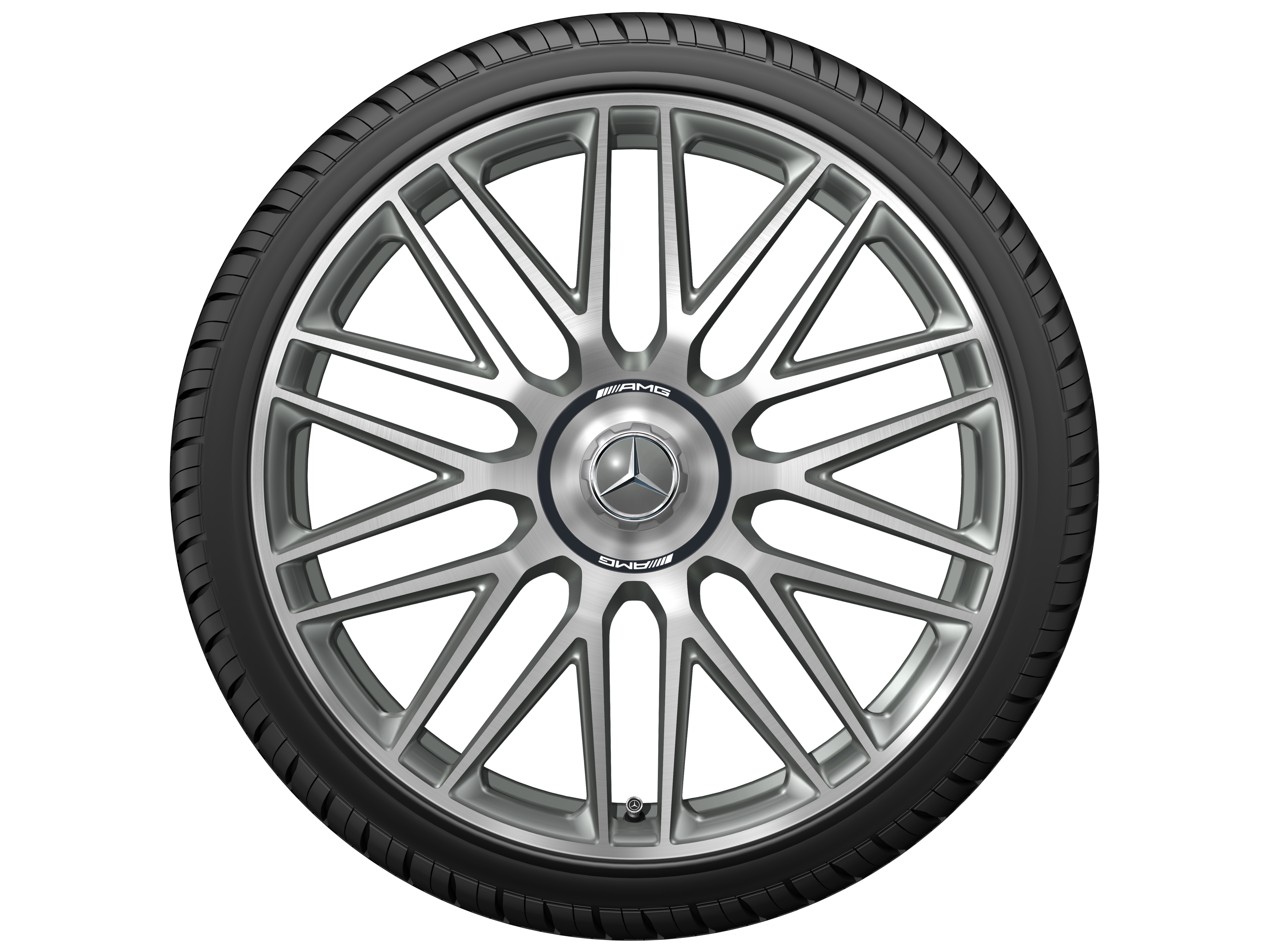 10 双辐设计 AMG 锻造车轮, 53.3 cm（21 英寸） - 10,5 J x 21 ET 42, 钛灰, 经光泽车削处理