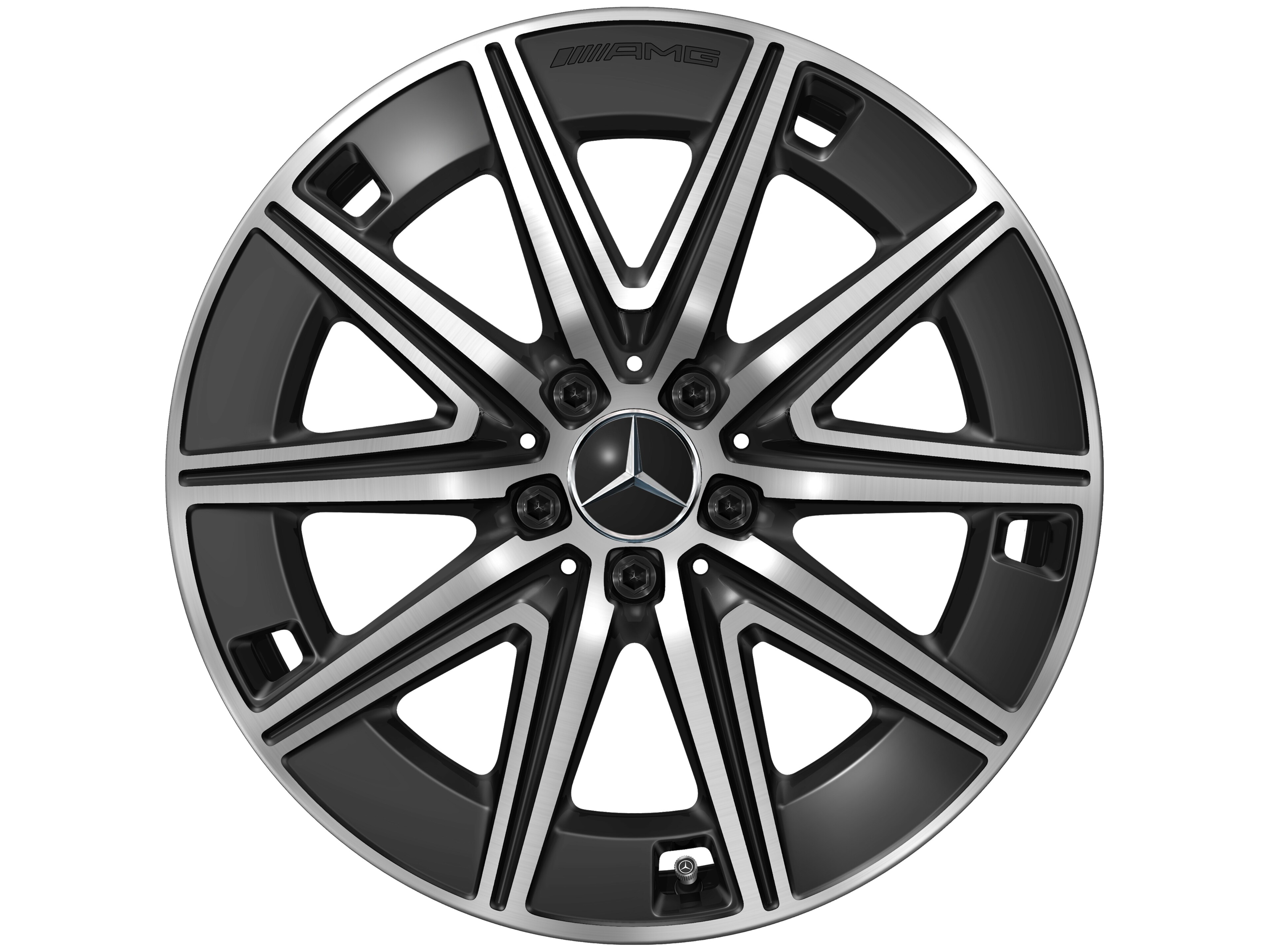 AMG 10 辐车轮, 48.3 cm（19 英寸） - 7,5 J x 19 ET 53,5, 黑色, 经光泽车削处理