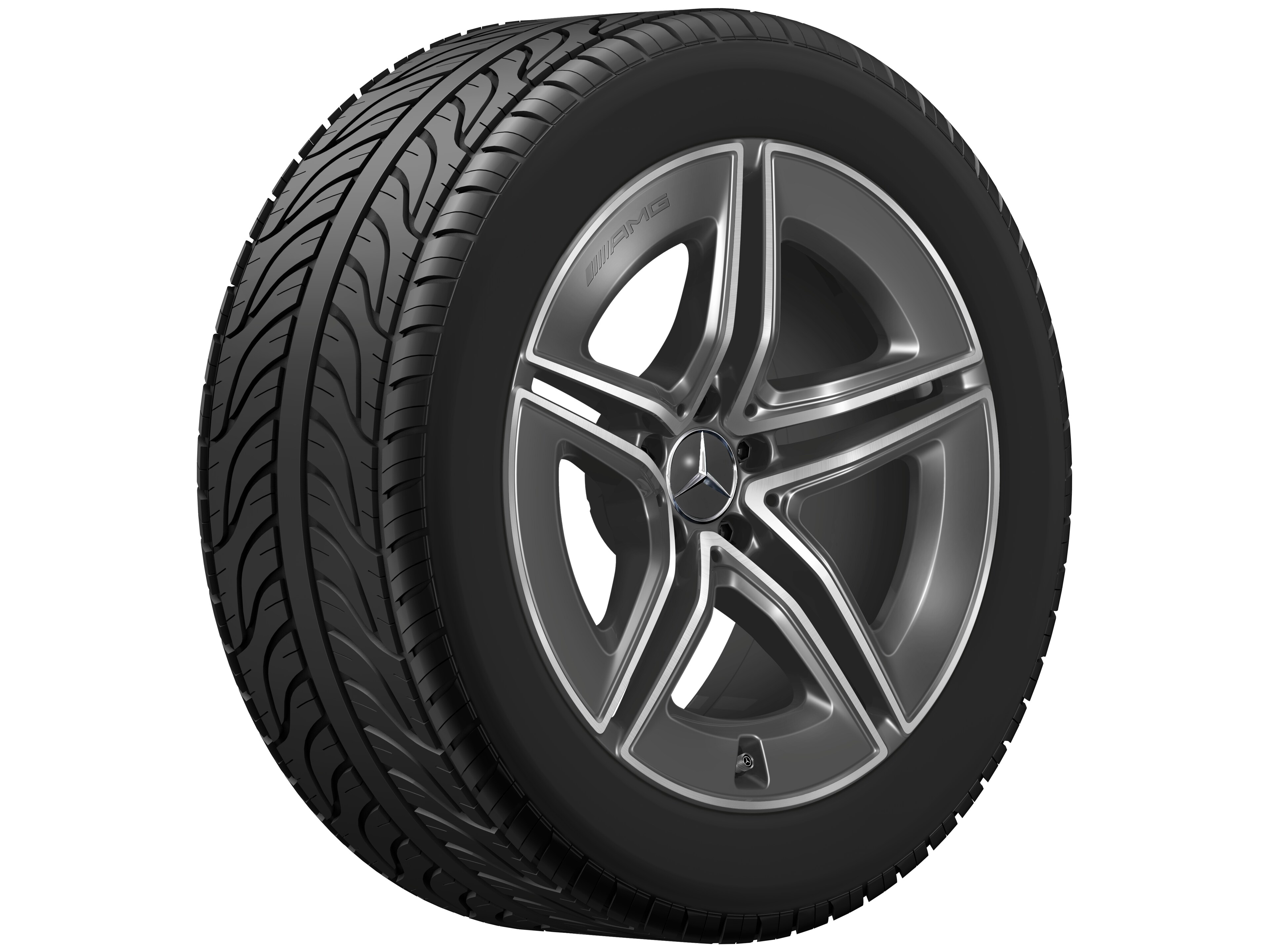 AMG 5 双辐车轮, 48.3 cm（19 英寸） - 8 J x 19 ET 21,5, 钽灰色, 经光泽车削处理