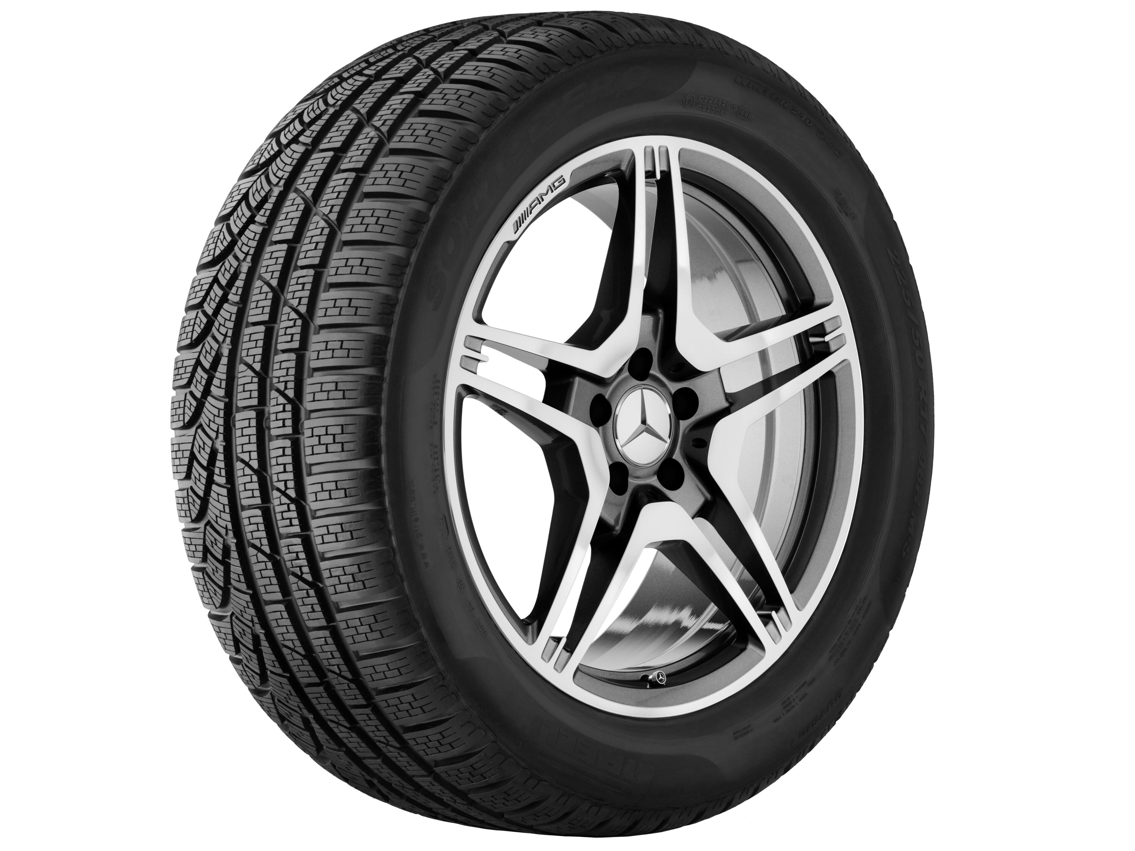 AMG 锻造车轮，, 5 双幅设计, 48.3 cm（19 英寸） - 9,5 J x 19 ET 52, 钛灰, 抛光