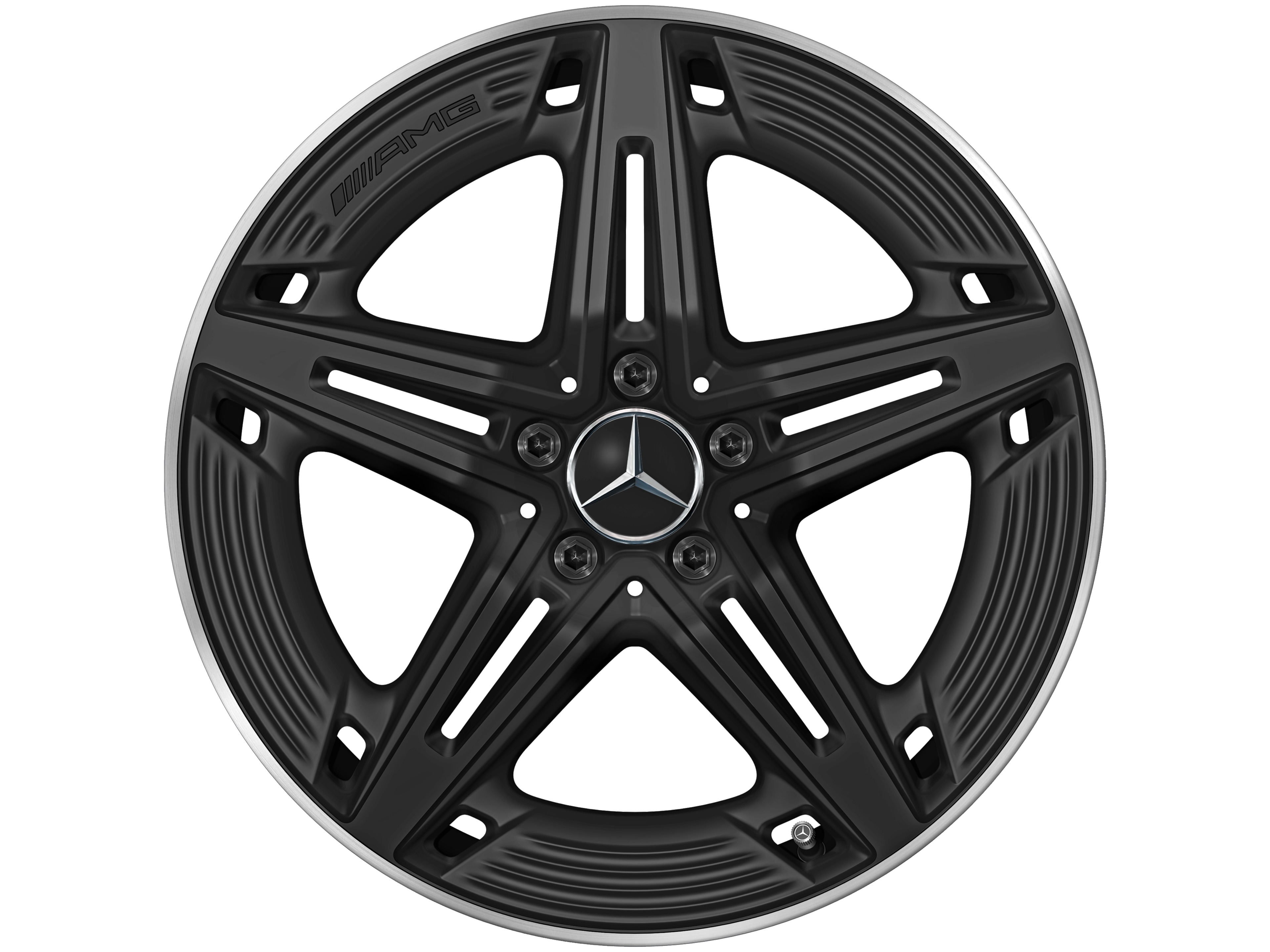 AMG 5 辐车轮, 48.3 cm（19 英寸） - 9 J x 19 ET 52, 黑色, 经光泽车削处理