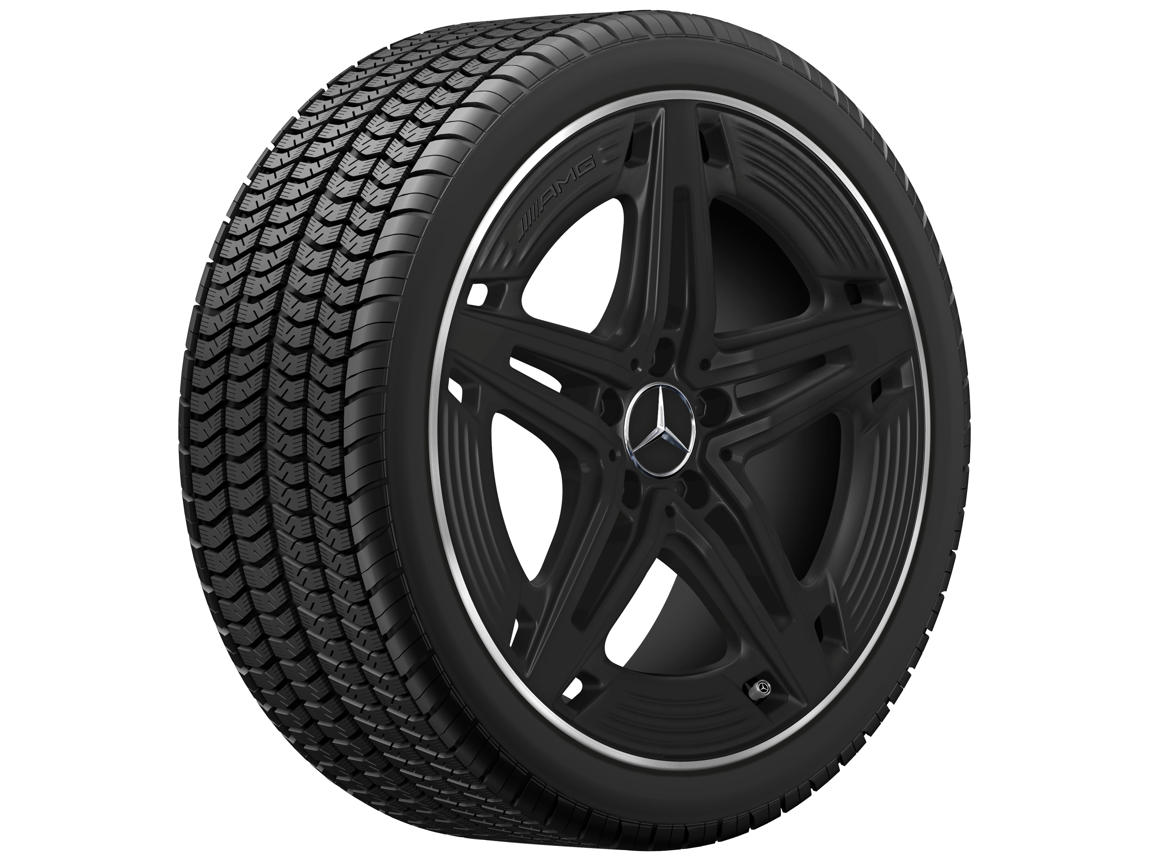 AMG 5 辐车轮, 48.3 cm（19 英寸） - 9 J x 19 ET 52, 黑色, 经光泽车削处理