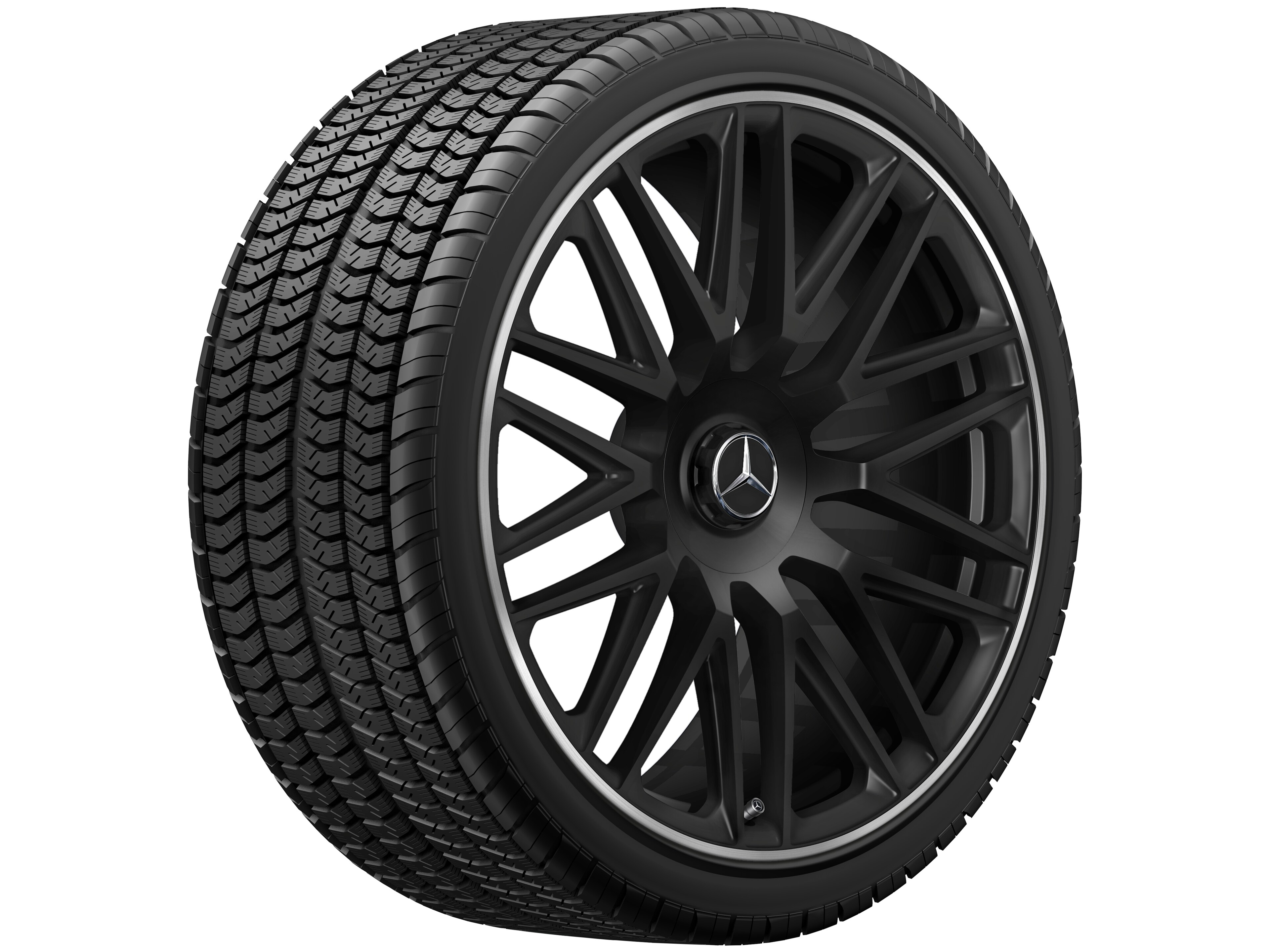 AMG 锻造车轮，采用10辐设计, 53.3 cm（21 英寸） - 10,5 J x 21 ET 50, 黑色哑光, 高亮度处理轮辋凸缘