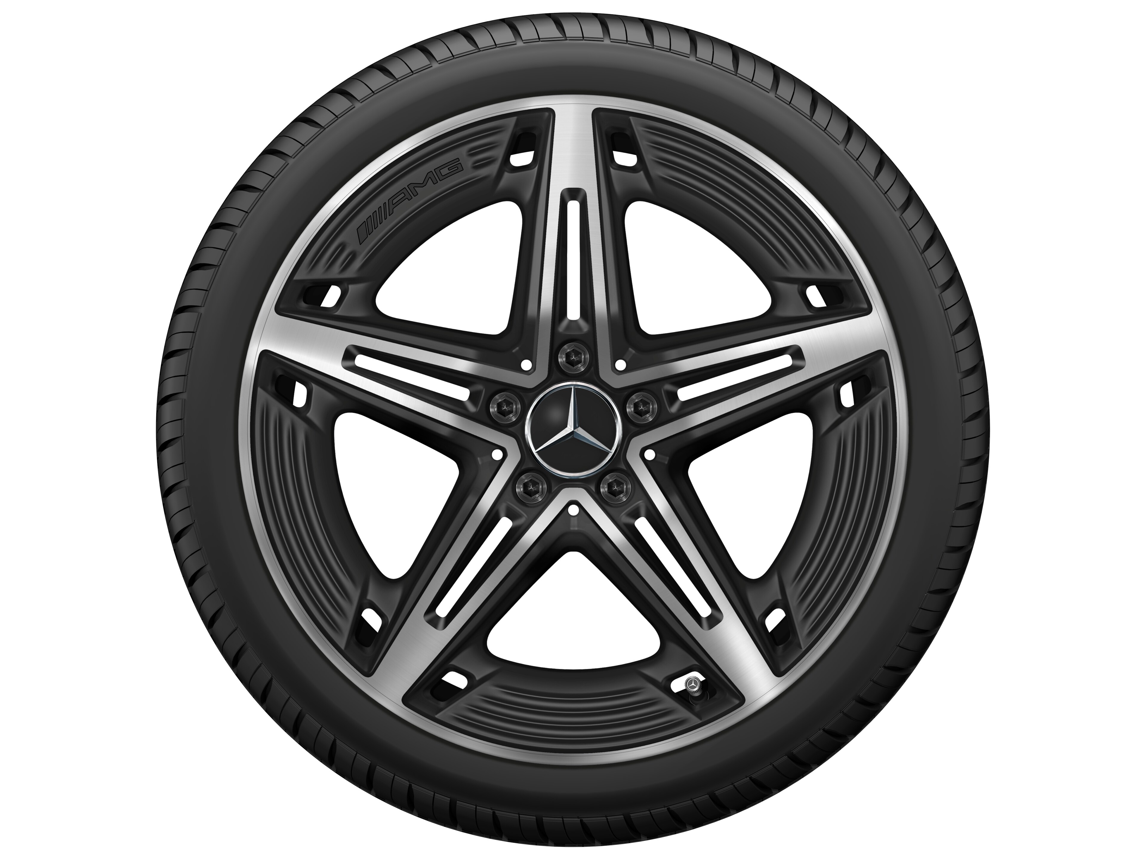 AMG 5 辐车轮, 48.3 cm（19 英寸） - 8,5 J x 19 ET 55,2, 黑色哑光, 经光泽车削处理
