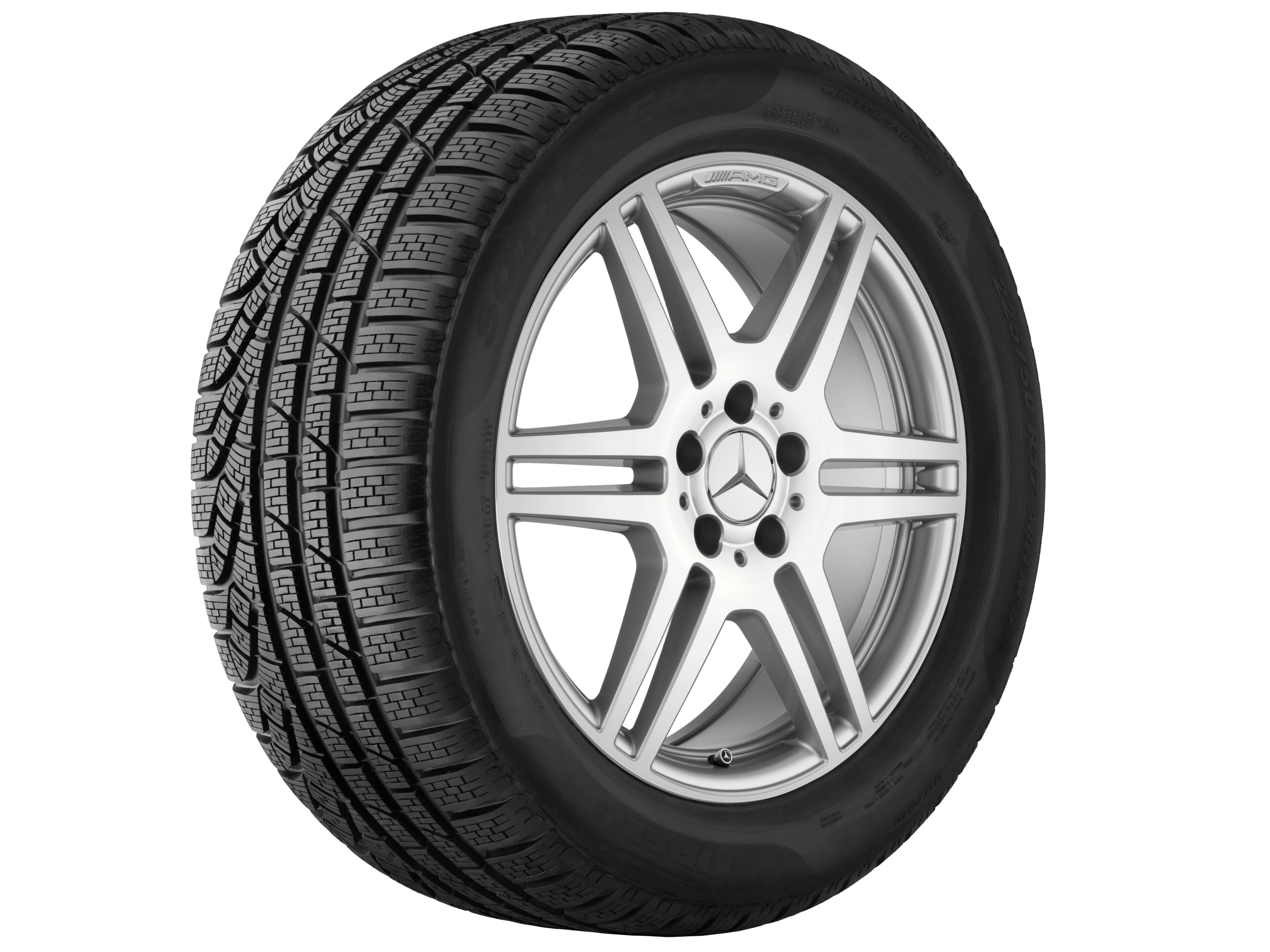 AMG 6 双辐车轮, 45.7 cm（18 英寸） - 8,5 J x 18 ET 48, 银色, 经光泽车削处理