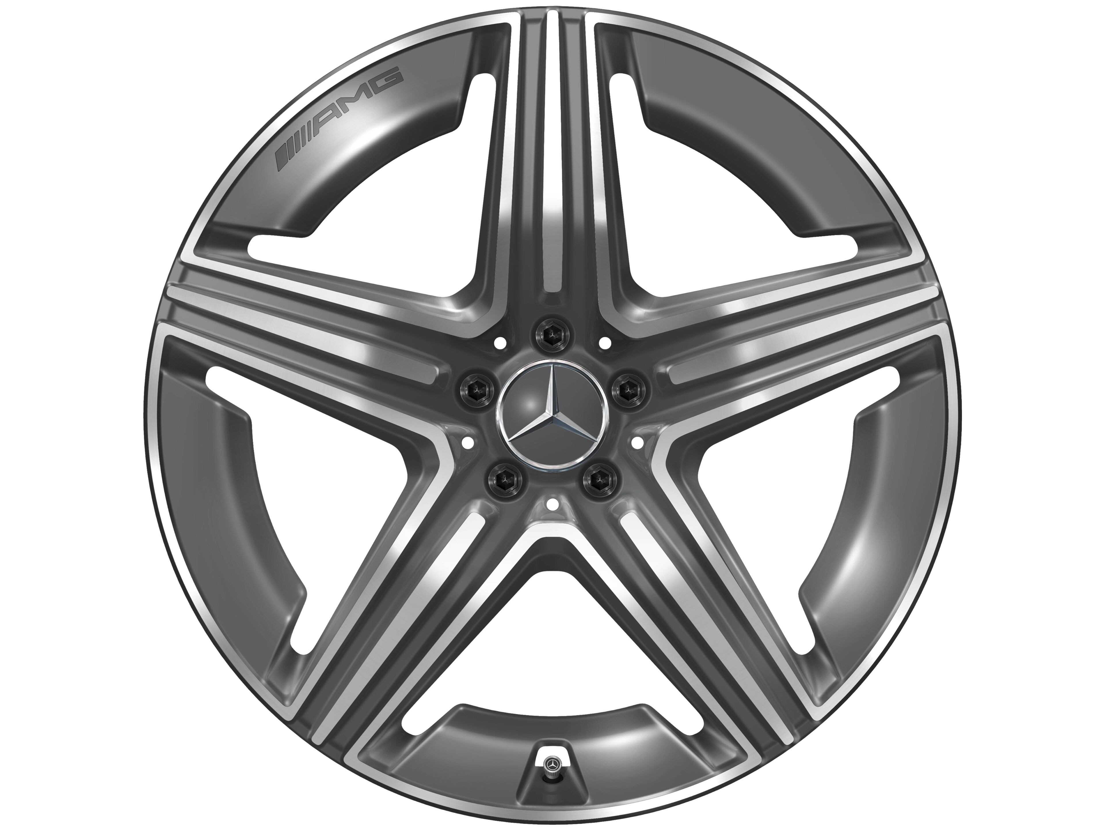 AMG 5 双辐车轮, 53.3 cm（21 英寸） - 11 J x 21 ET 49, 钽灰色, 经光泽车削处理