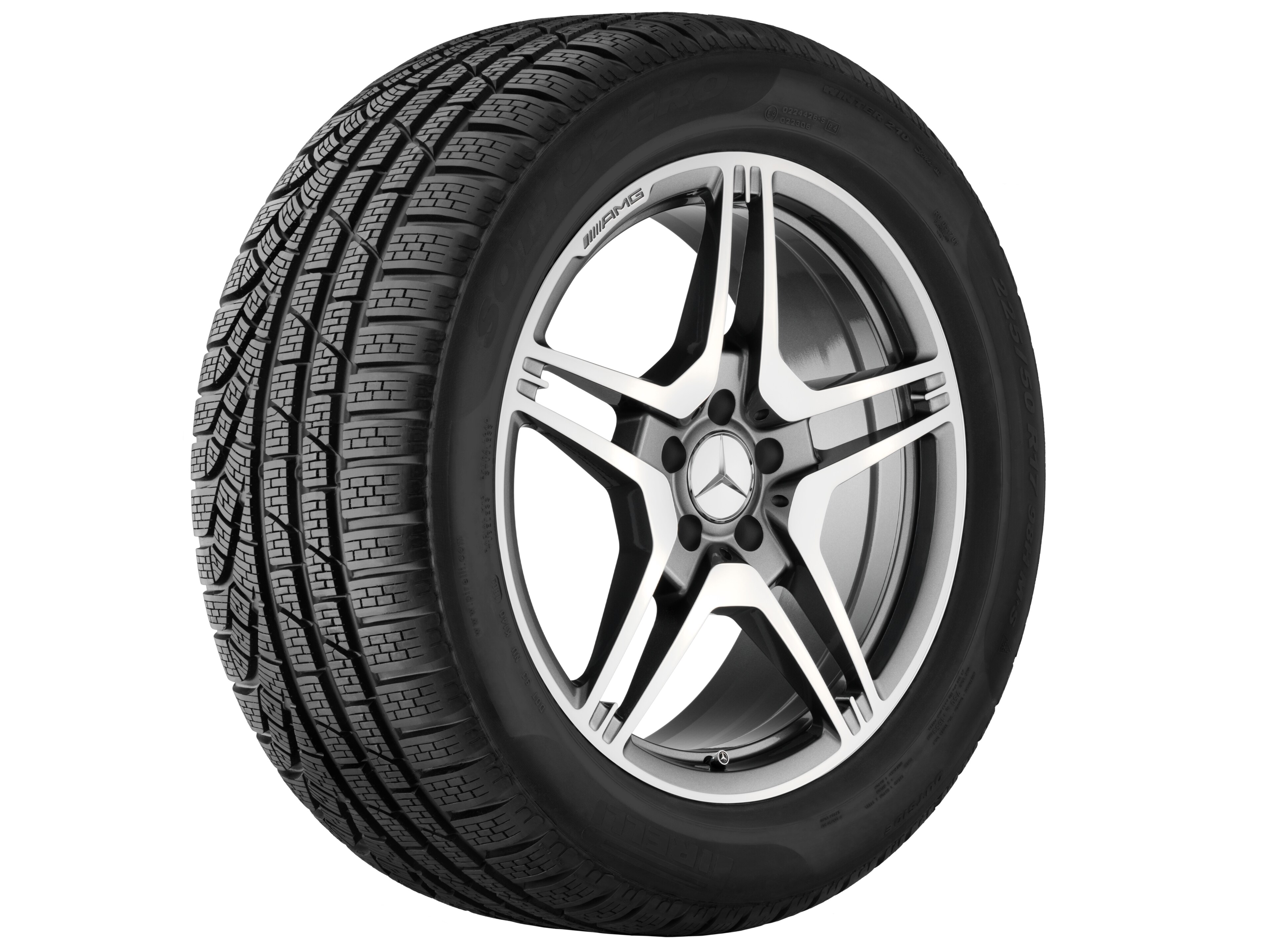 AMG 锻造车轮，, 5 双幅设计, 48.3 cm（19 英寸） - 10 J x 19 ET 47, 钛灰, 抛光