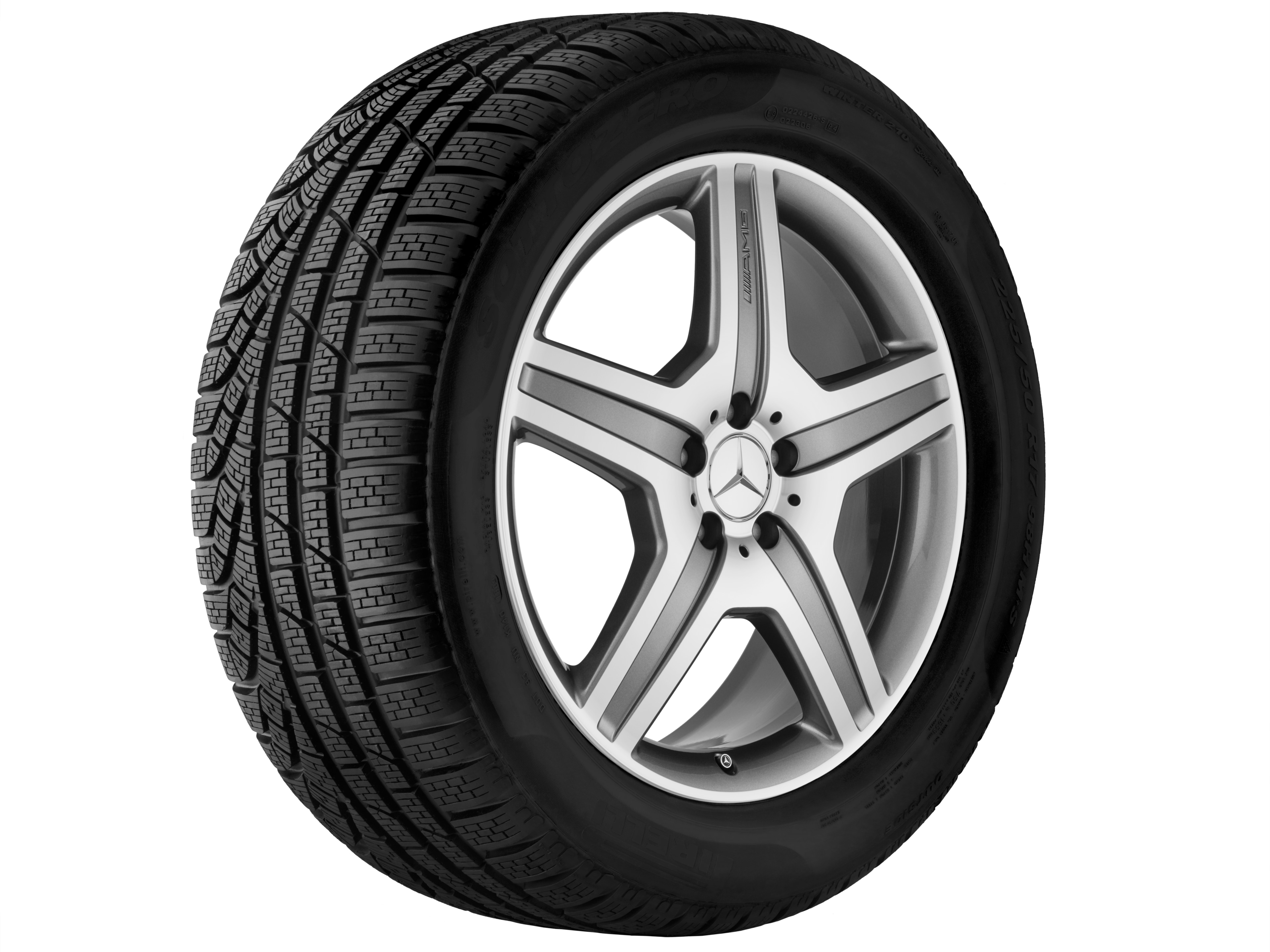 AMG 5 辐车轮, 50.8 cm（20 英寸） - 8,5 J x 20 ET 52, 钛灰, 经光泽车削处理