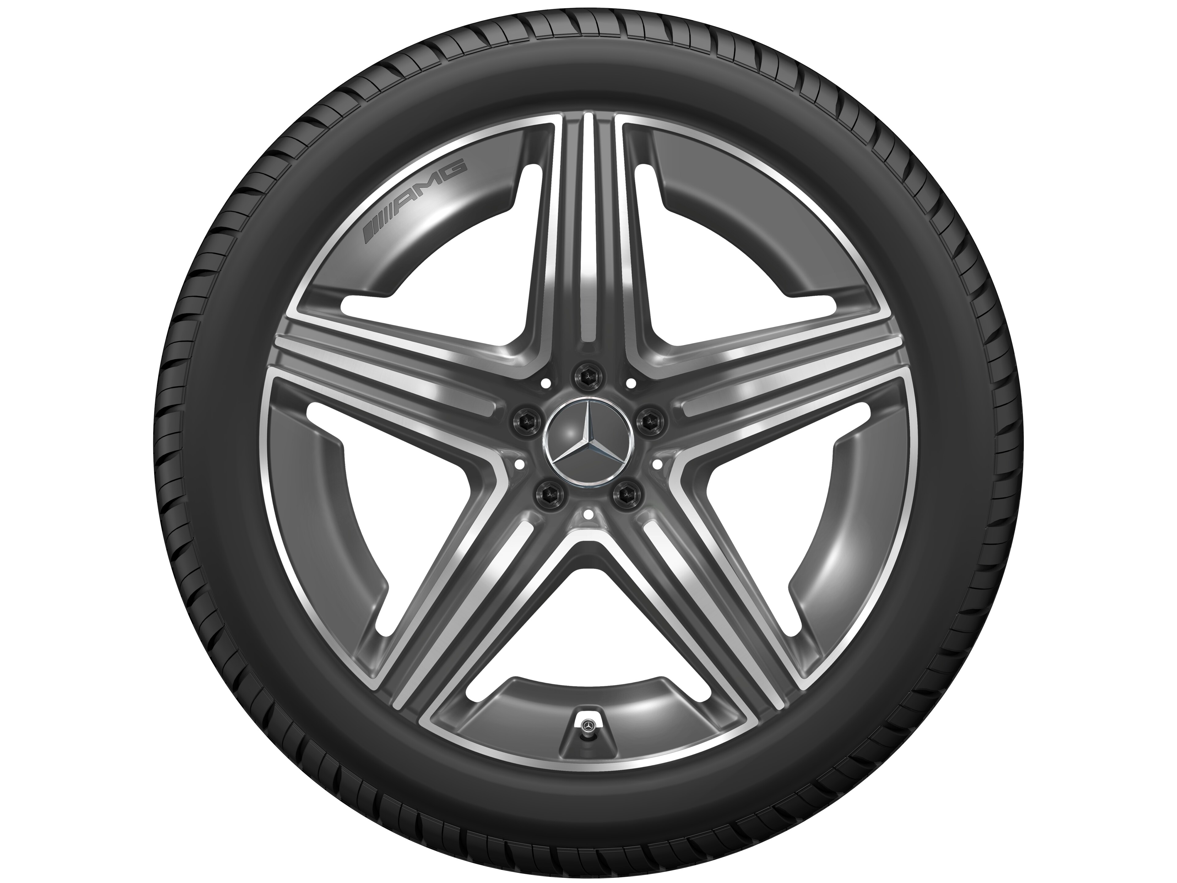 AMG 5 双辐车轮, 53.3 cm（21 英寸） - 11 J x 21 ET 49, 钽灰色, 经光泽车削处理