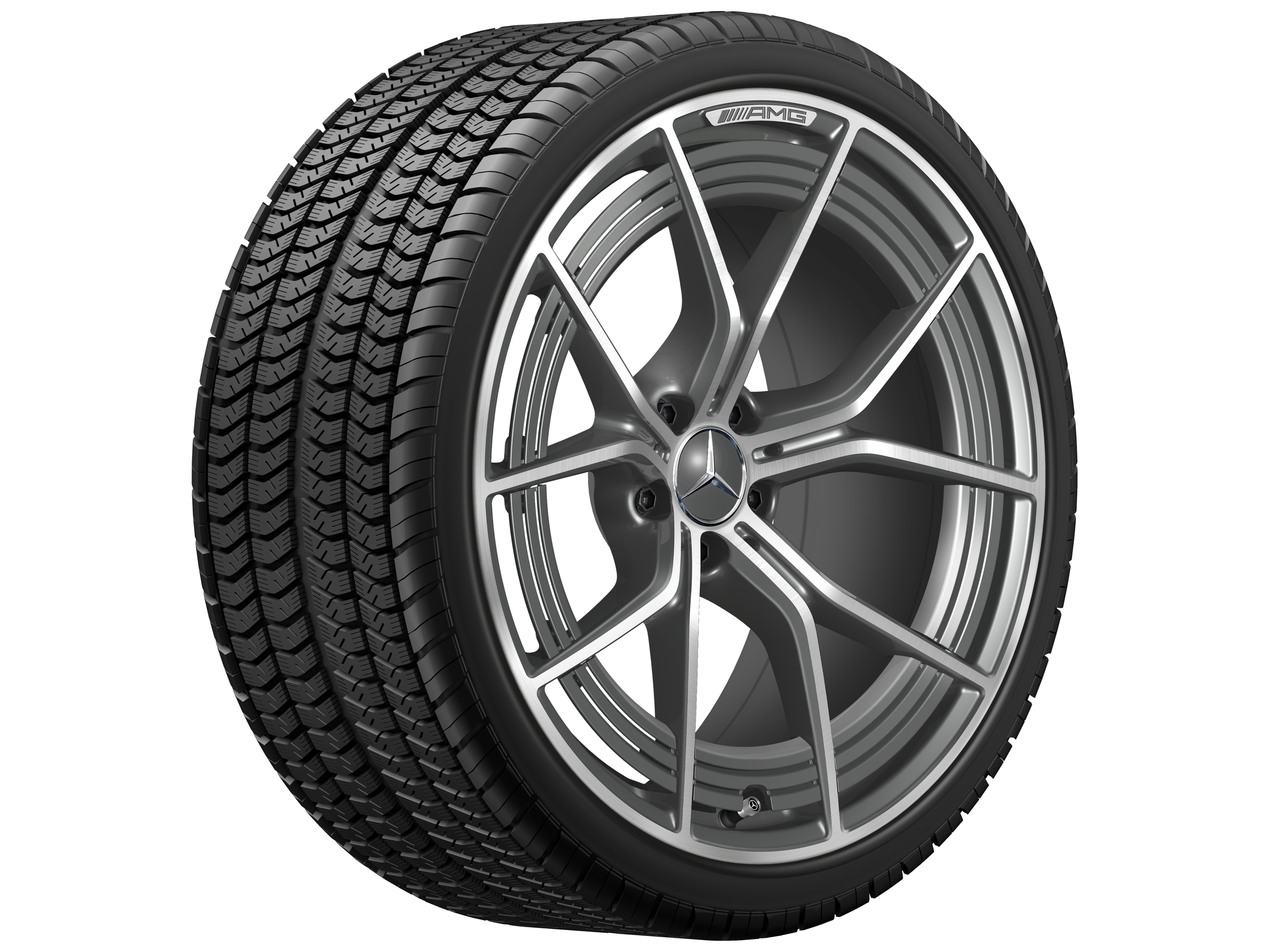AMG 锻造车轮，, 5 双幅设计, 53.3 cm（21 英寸） - 11 J x 21 ET 60, 钽灰色, 经光泽车削处理