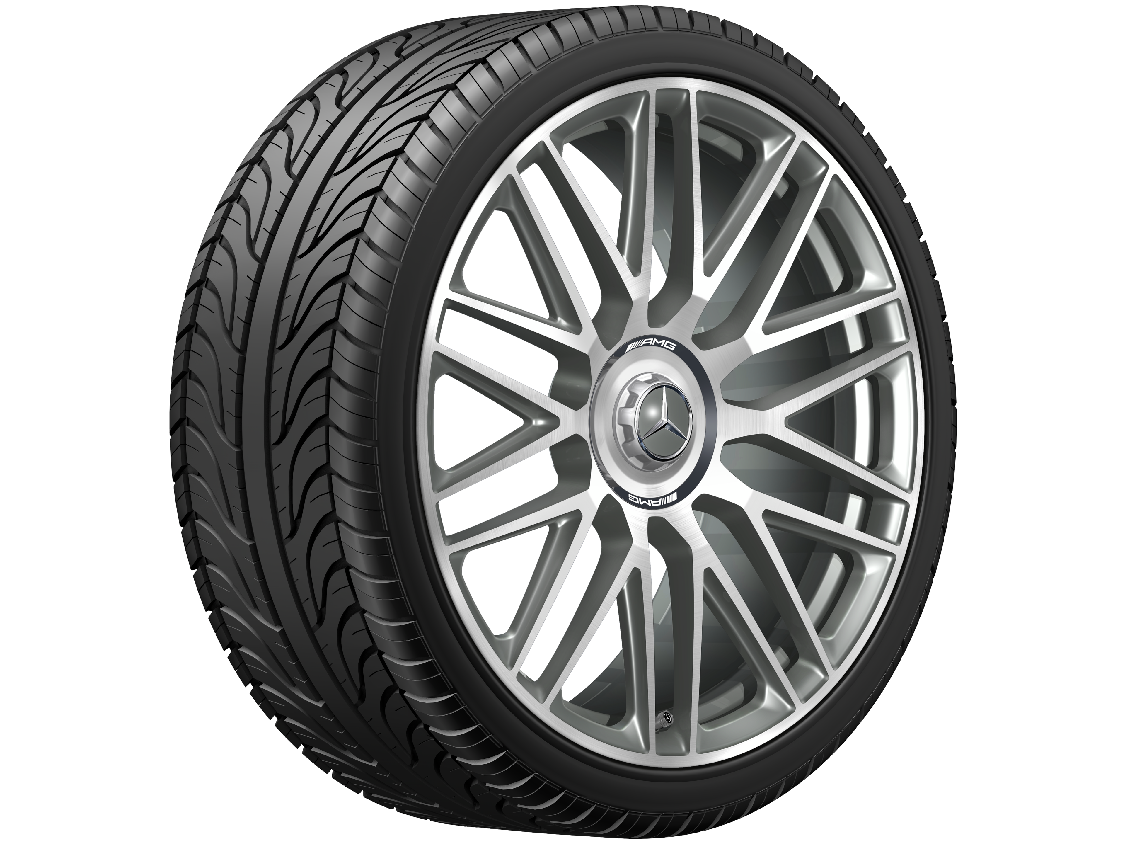 10 双辐设计 AMG 锻造车轮, 53.3 cm（21 英寸） - 10,5 J x 21 ET 42, 钛灰, 经光泽车削处理
