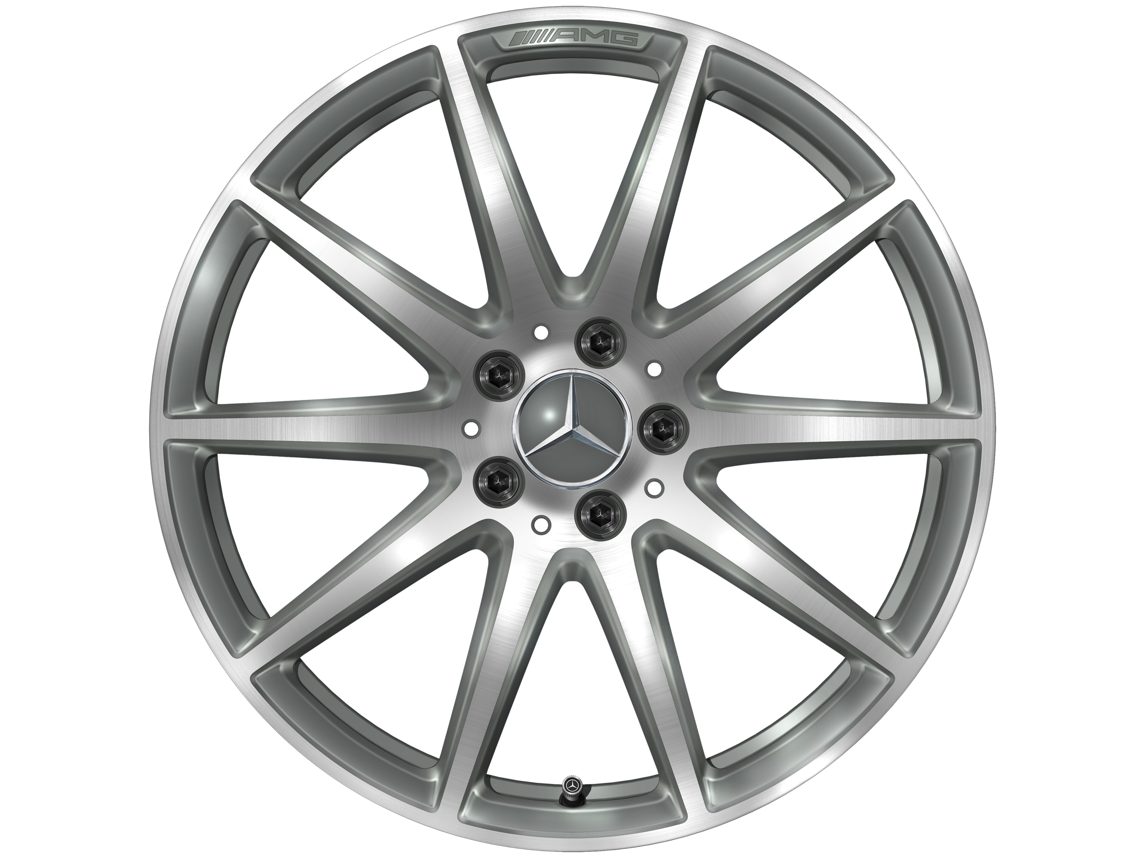 AMG 10 辐车轮, 48.3 cm（19 英寸） - 8,5 J x 19 ET 18, 钛灰, 经光泽车削处理