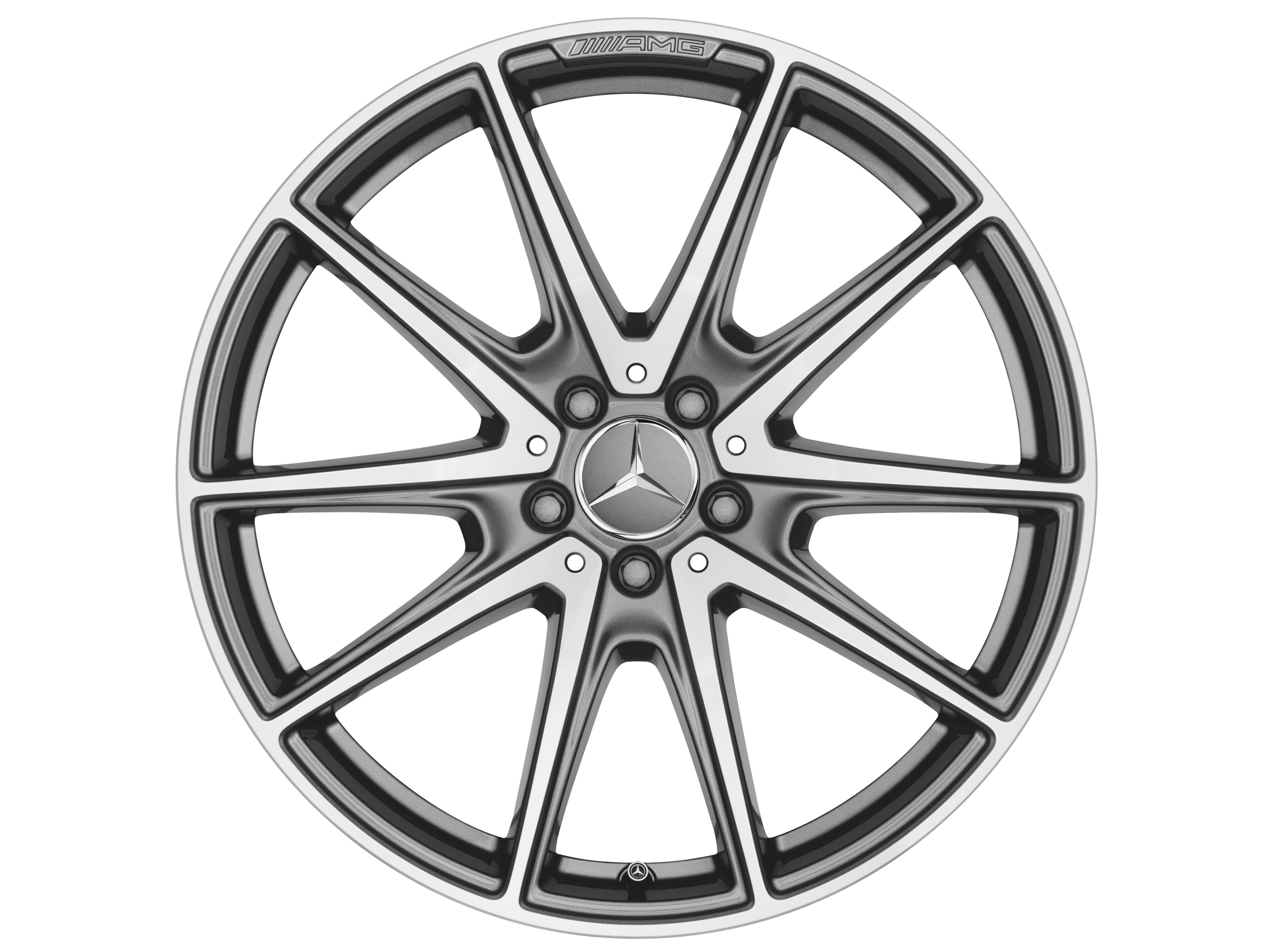 AMG 10 辐车轮, 50.8 cm（20 英寸） - 8,5 J x 20 ET 38, 钛灰, 经光泽车削处理