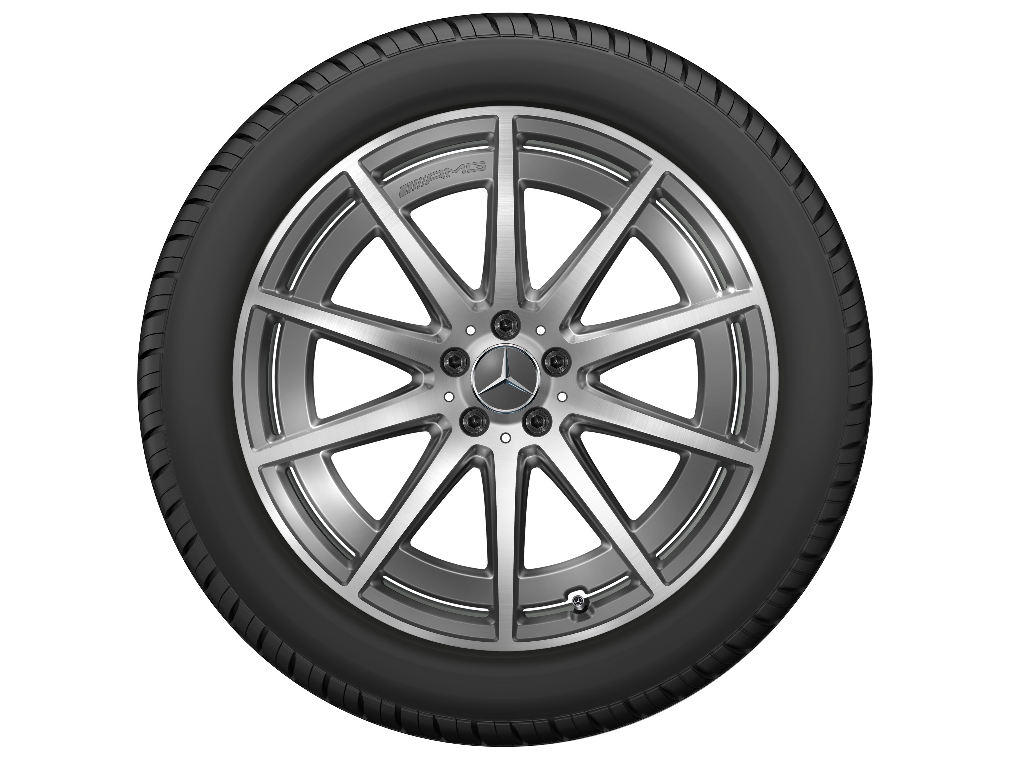 AMG 10 辐车轮, 53.3 cm（21 英寸） - 9 J x 21 ET 36, 钽灰色, 经光泽车削处理