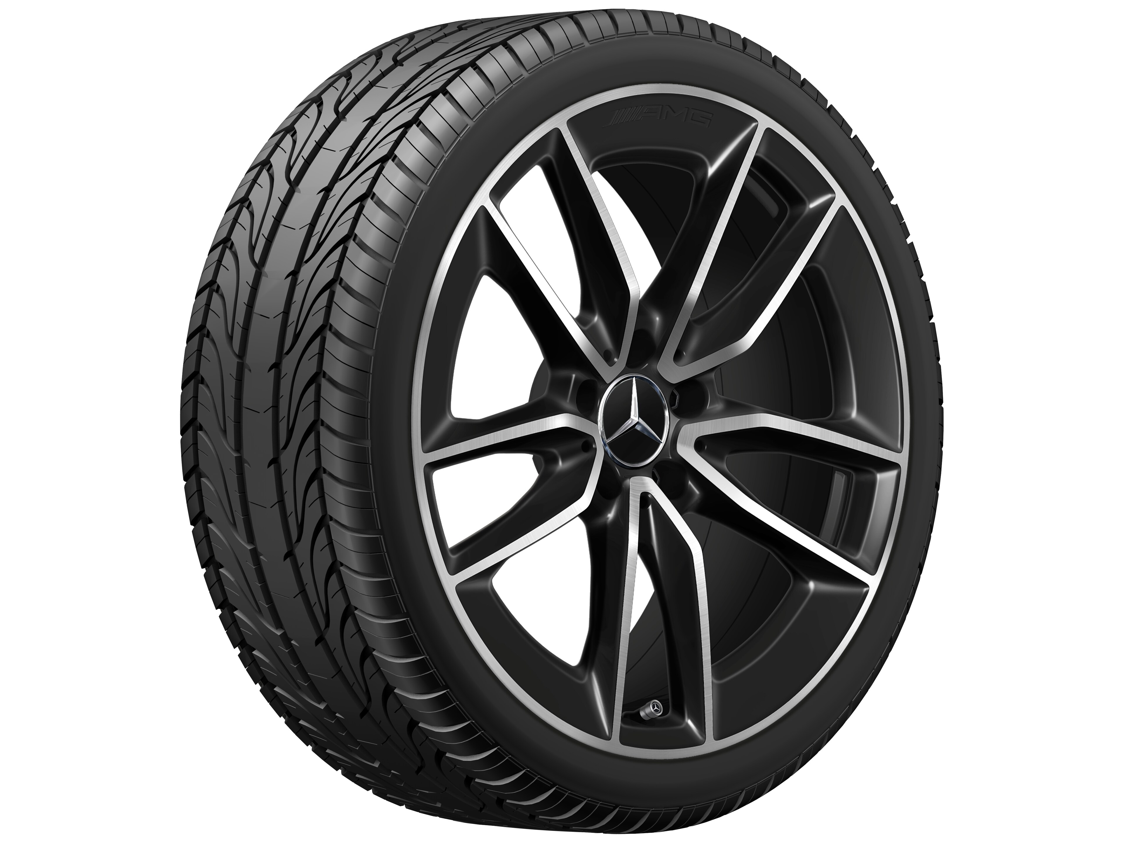 AMG 5 双辐车轮, 48.3 cm（19 英寸） - 8,5 J x 19 ET 55,2, 黑色, 经光泽车削处理