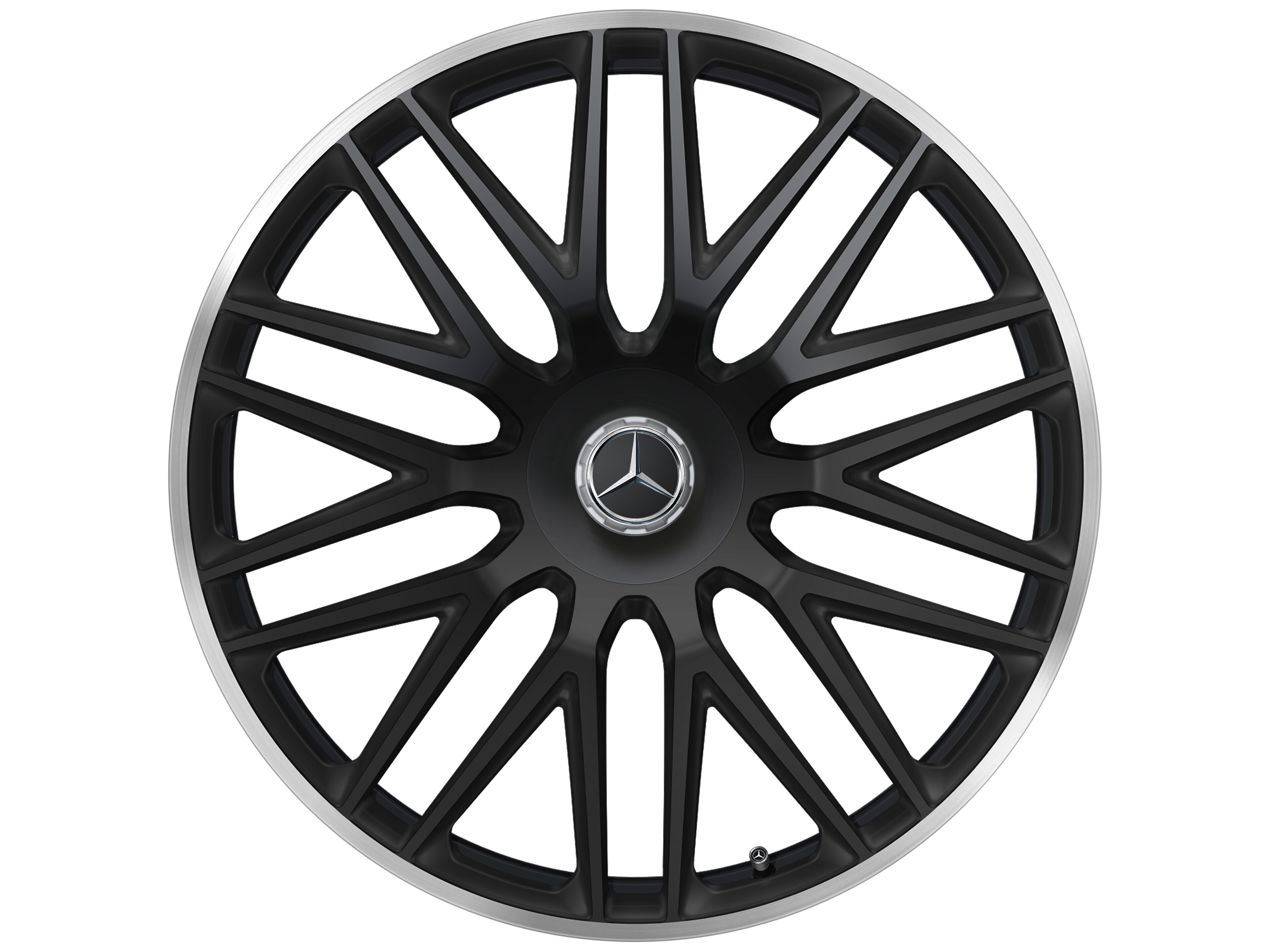 多辐设计 AMG 锻造车轮, 58.4 cm（23 英寸）, 高亮度处理轮辋凸缘 - 11,5 J x 23 ET 47, 黑色哑光, 高亮度处理轮辋凸缘