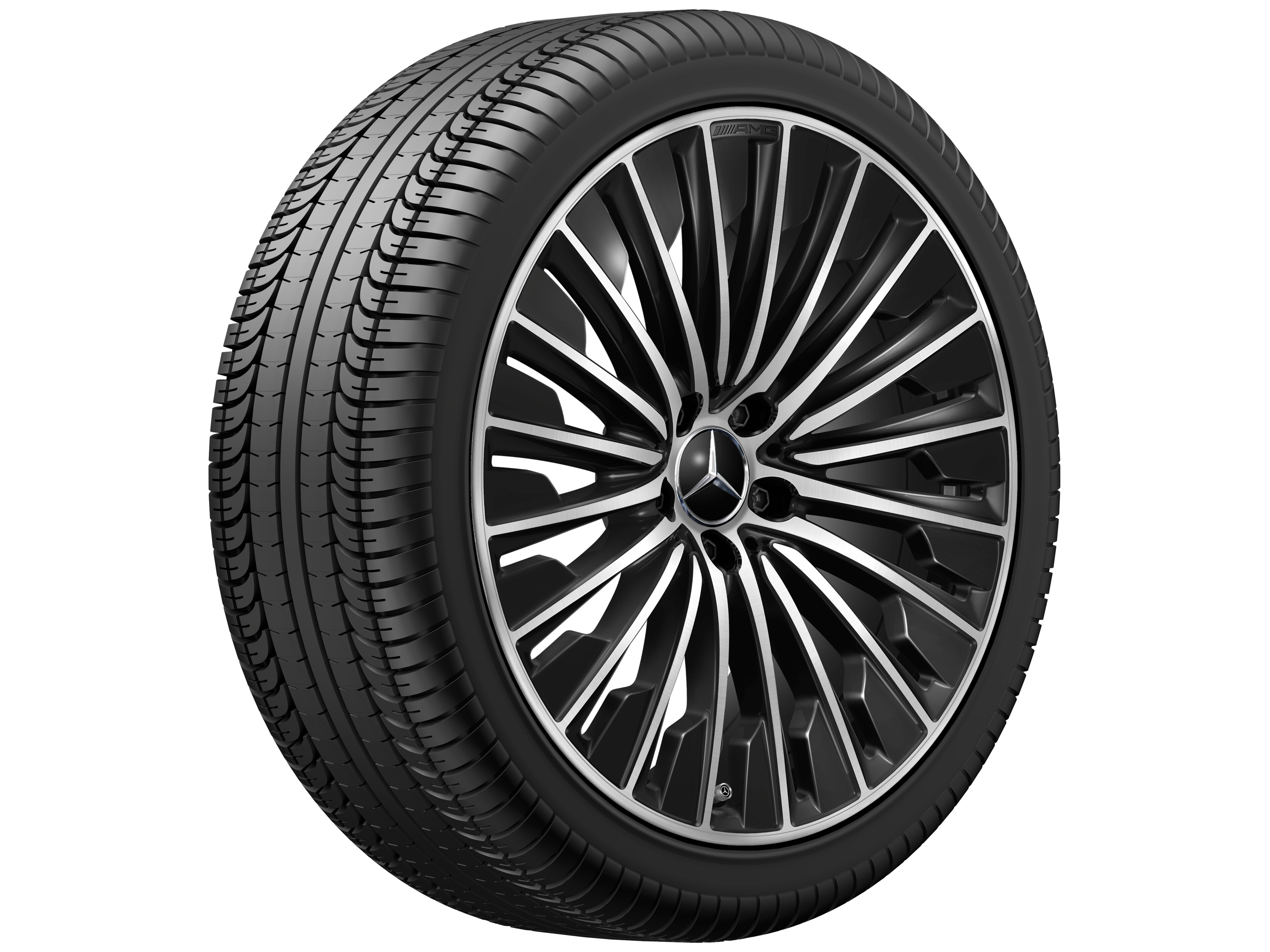 AMG 多辐车轮, 50.8 cm（20 英寸） - 8,5 J x 20 ET 35,5, 黑色, 经光泽车削处理