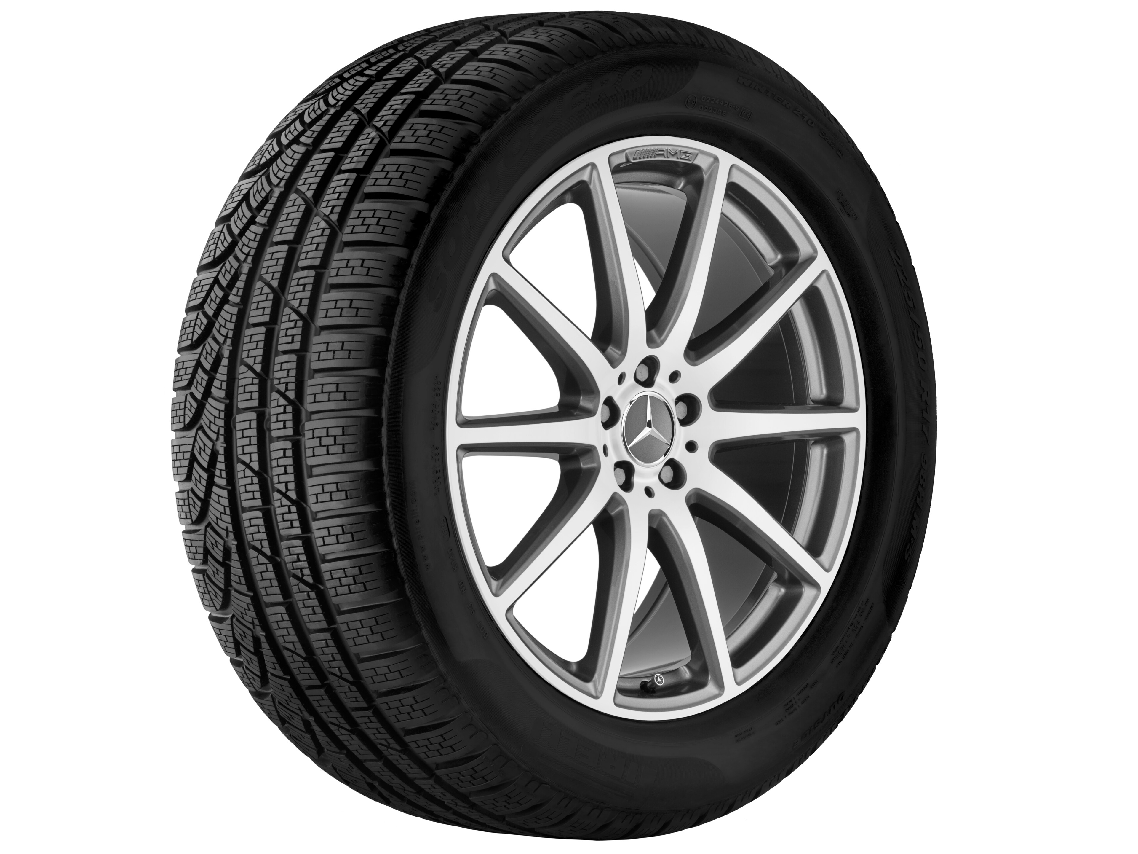 AMG 10 辐车轮, 53.3 cm（21 英寸） - 11,5 J x 21 ET 42, 钛灰, 经光泽车削处理