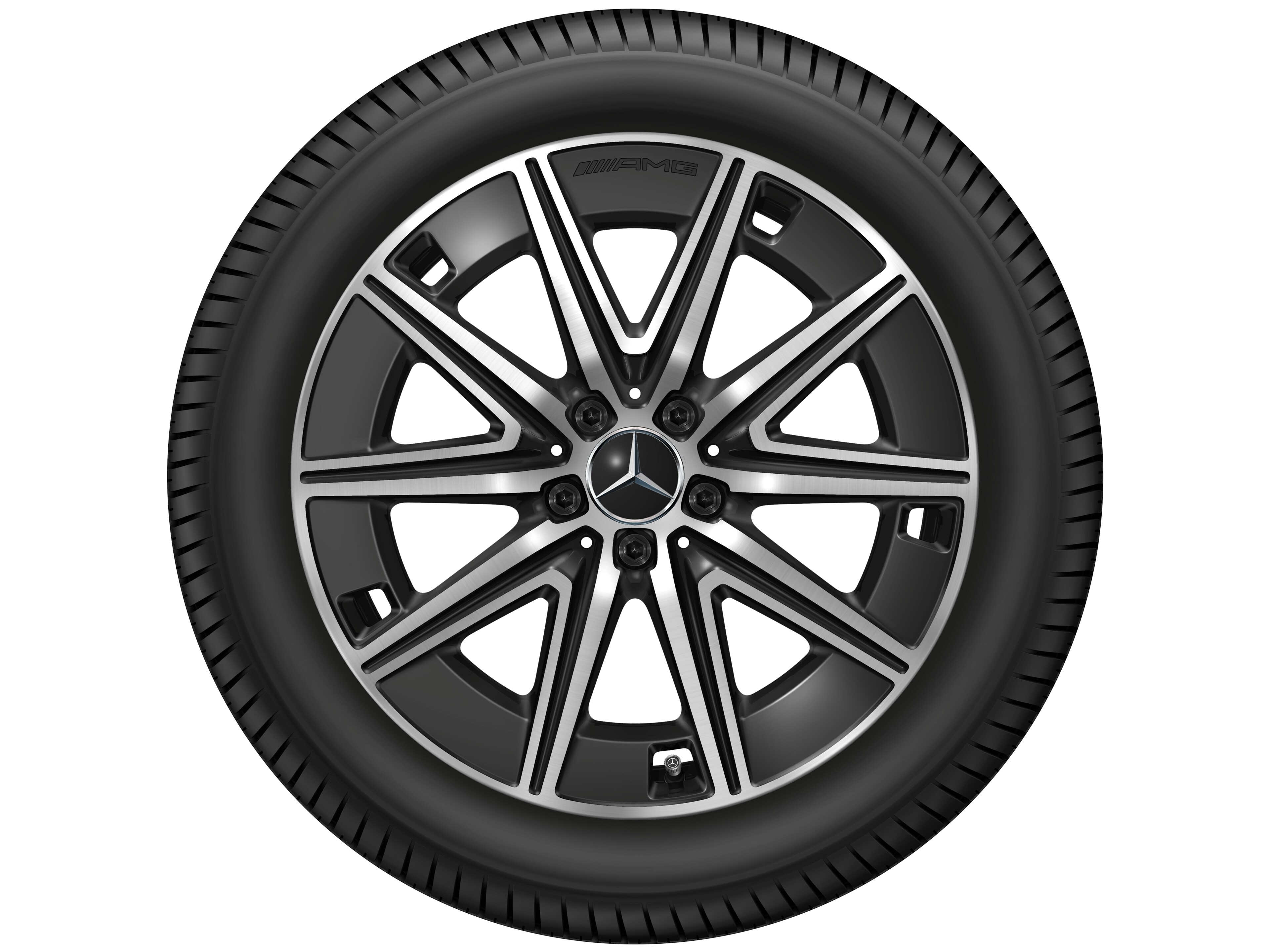 AMG 10 辐车轮, 48.3 cm（19 英寸） - 7,5 J x 19 ET 53,5, 黑色, 经光泽车削处理