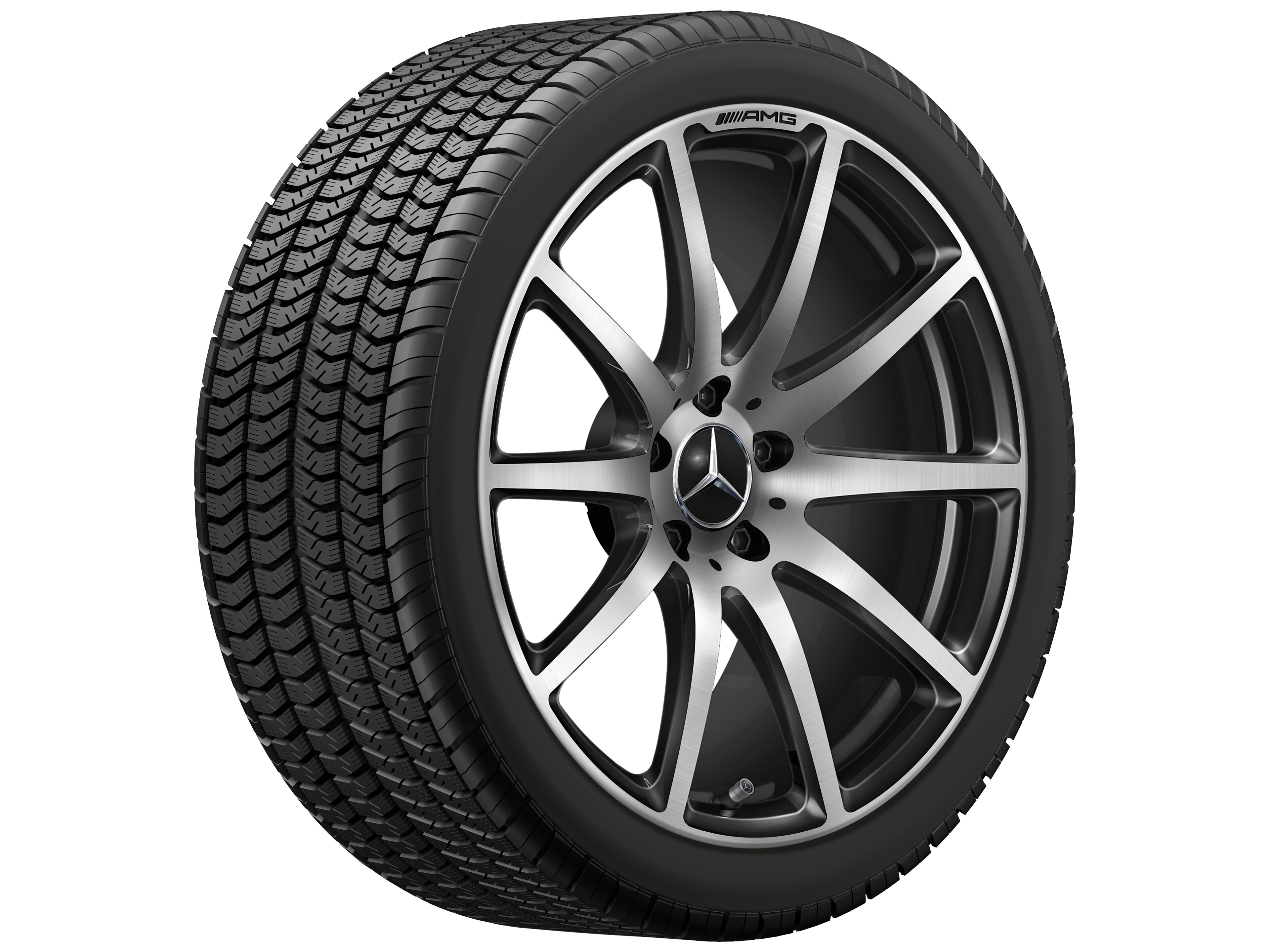 AMG 锻造车轮，, 10 辐设计, 50.8 cm（20 英寸） - 10 J x 20 ET 48, 黑色, 抛光