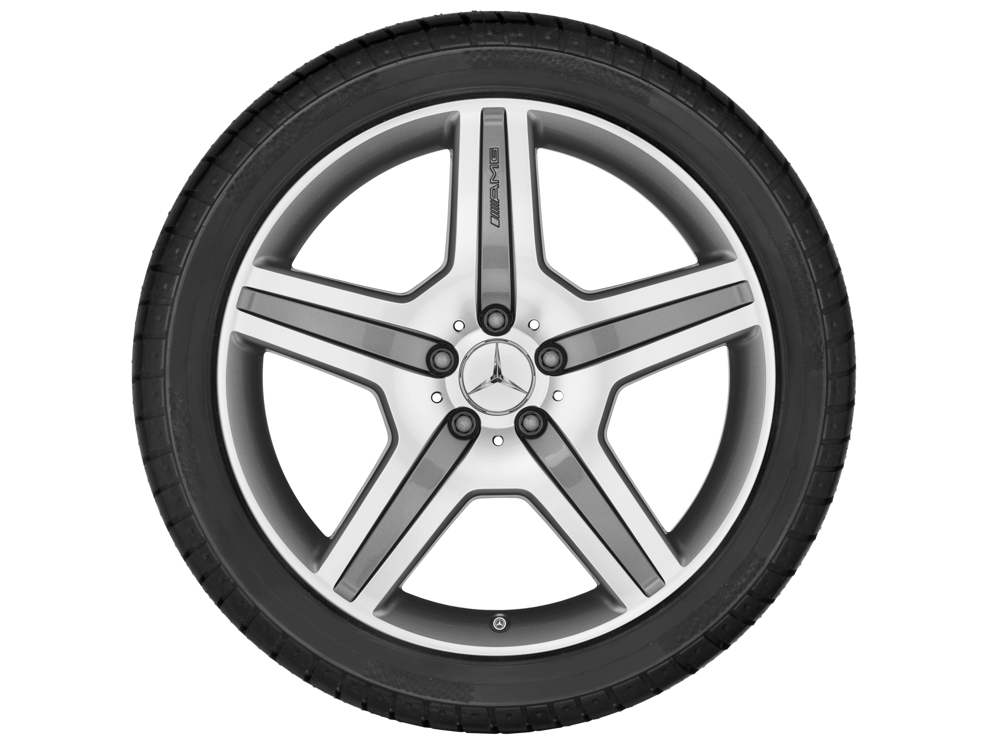 AMG 5 辐车轮, 50.8 cm（20 英寸） - 8,5 J x 20 ET 52, 钛灰, 经光泽车削处理
