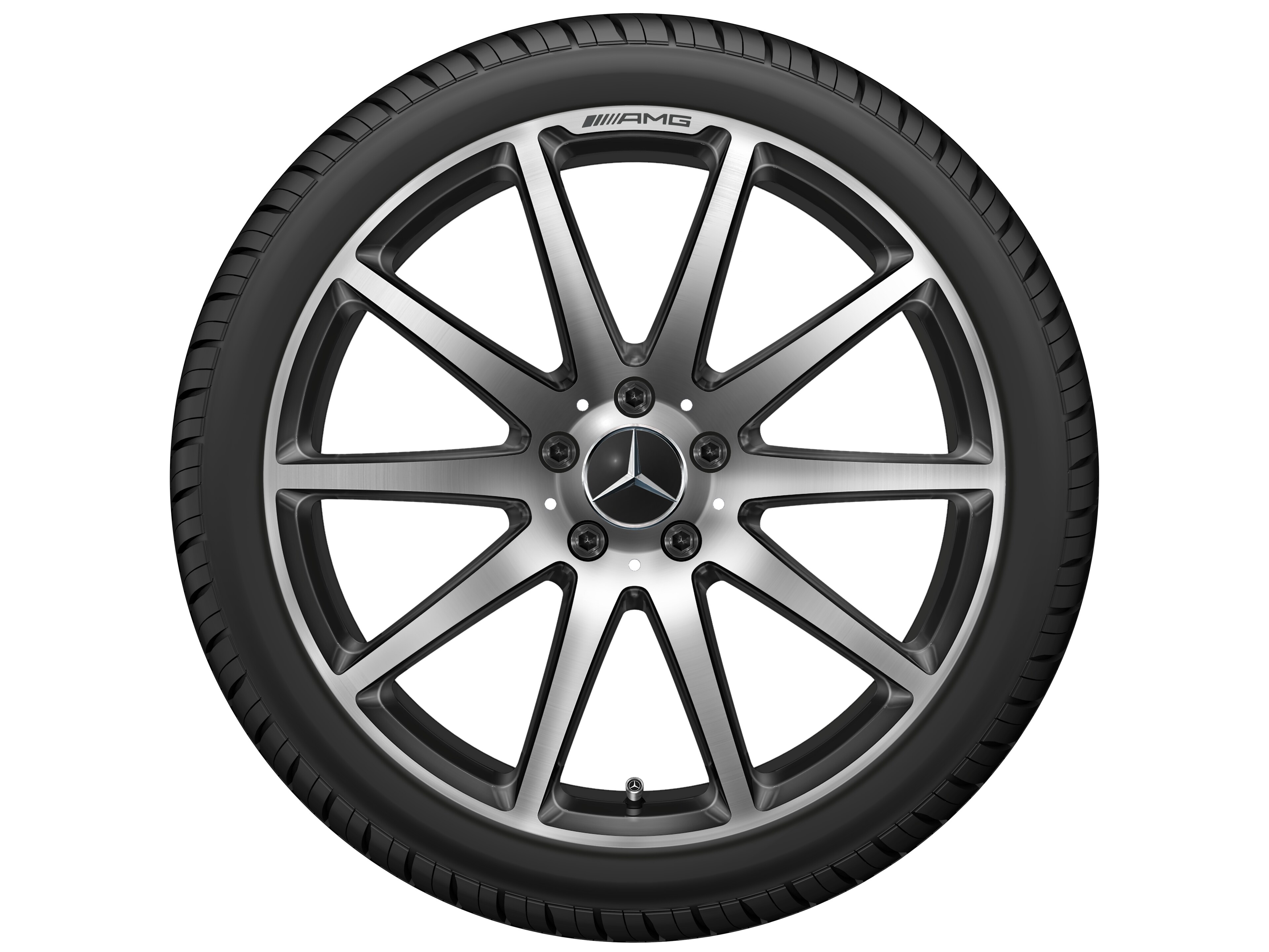 AMG 锻造车轮，, 10 辐设计, 50.8 cm（20 英寸） - 10 J x 20 ET 48, 黑色, 抛光