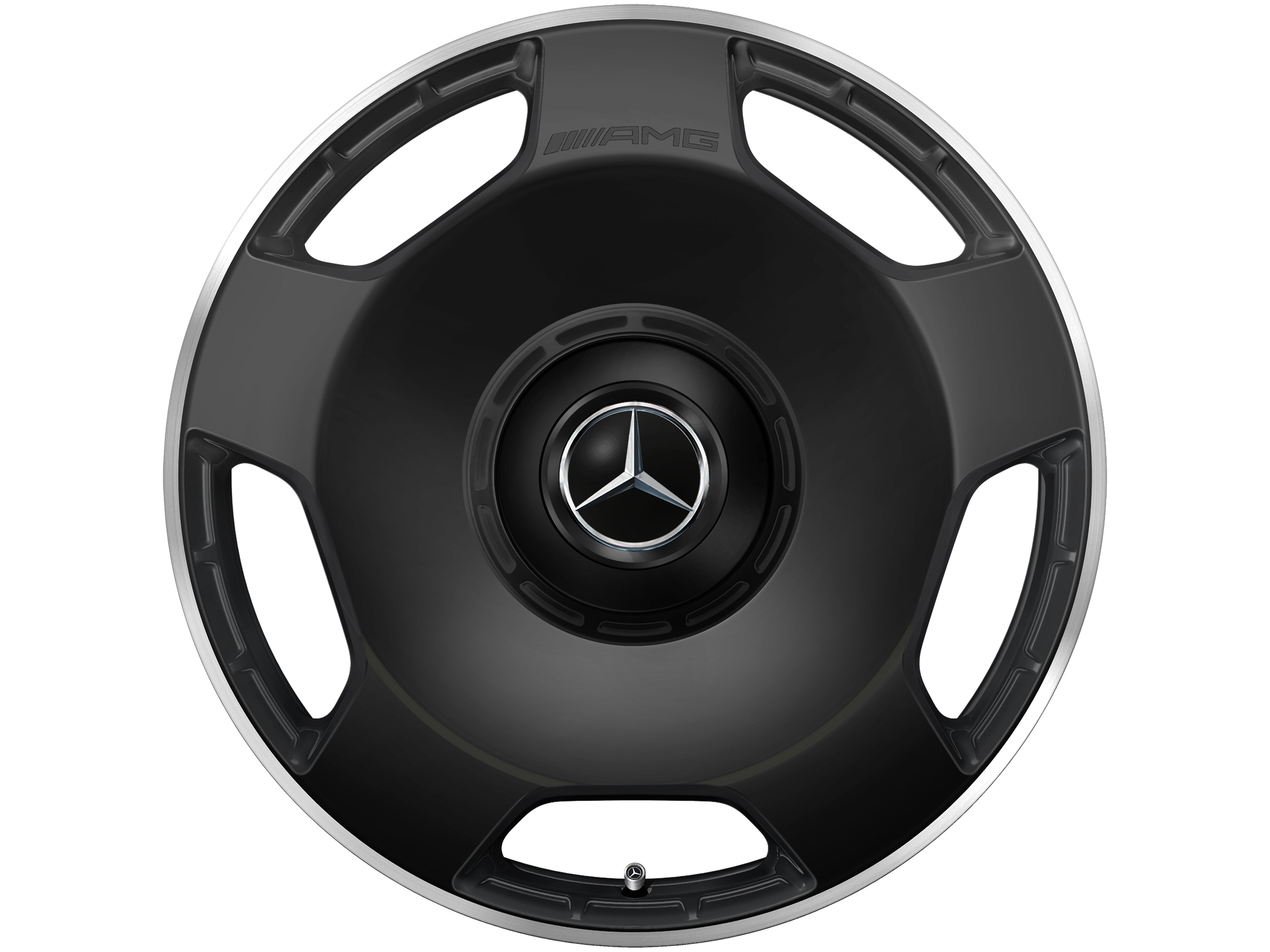 AMG 锻造车轮，, 5 孔设计, 53.3 cm（21 英寸）, 高亮度处理轮辋凸缘 - 11,5 J x 21 ET 30, 黑色哑光